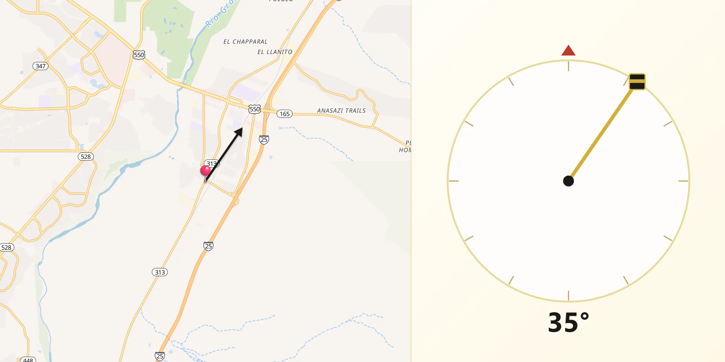 Qibla Direction from Bernalillo