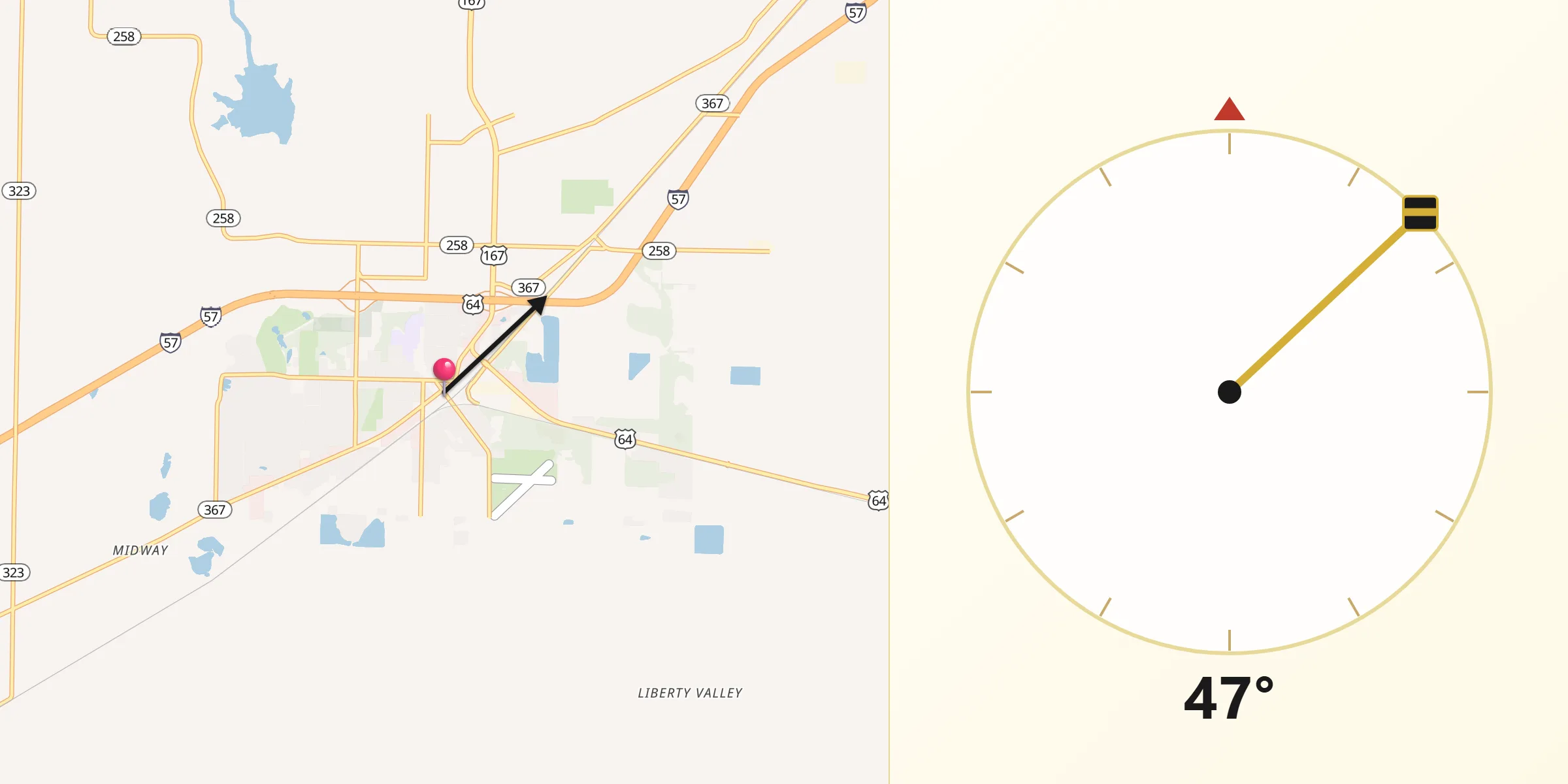 Qibla Direction from Bald Knob