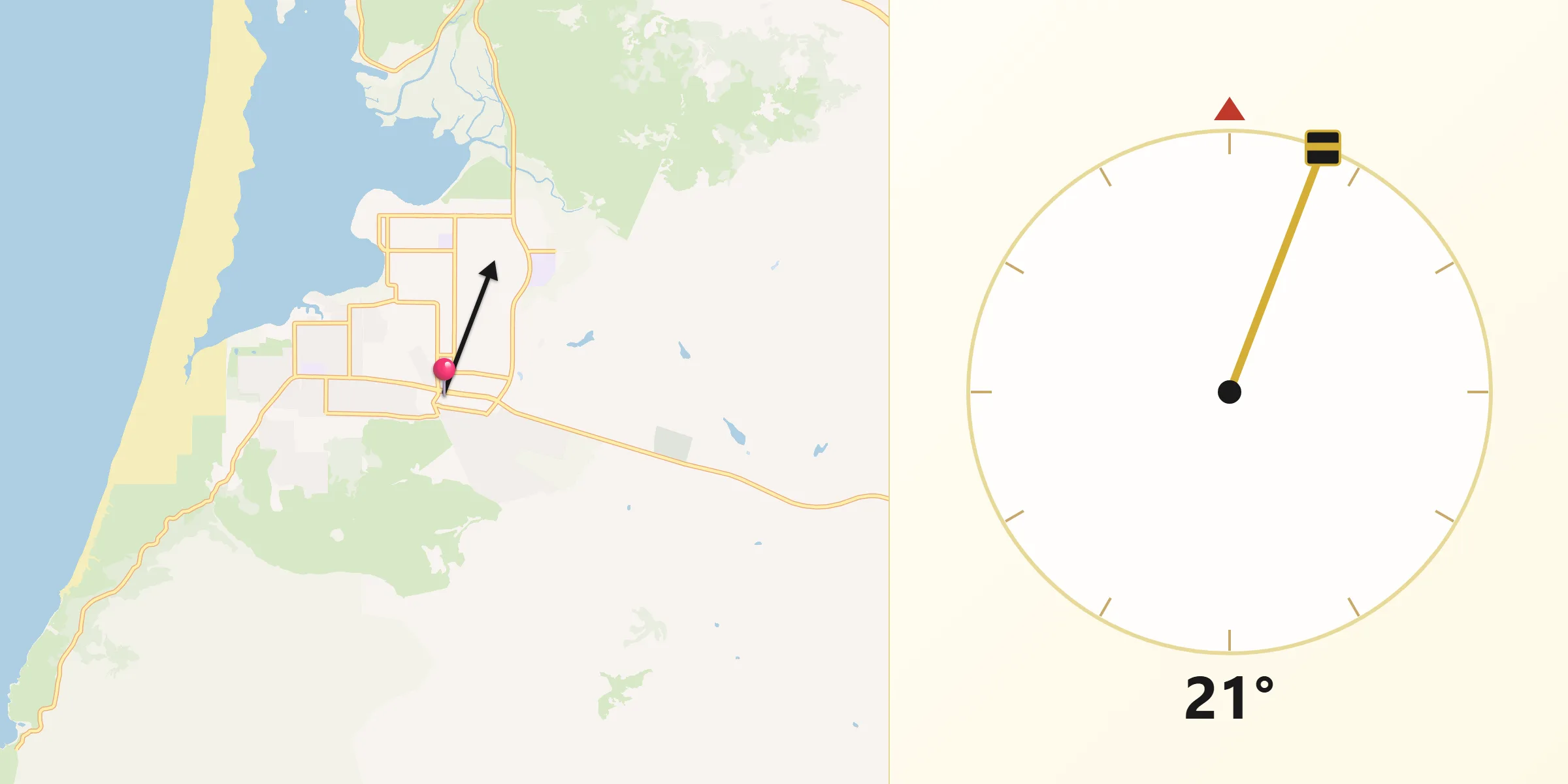 Qibla Direction from Los Osos