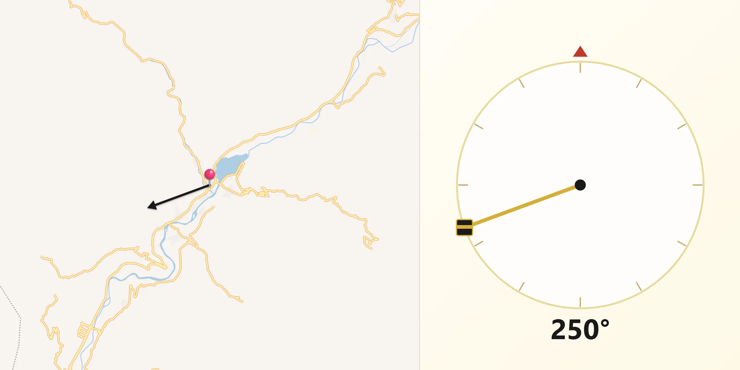 Direction vers la Qibla depuis Bāzārak