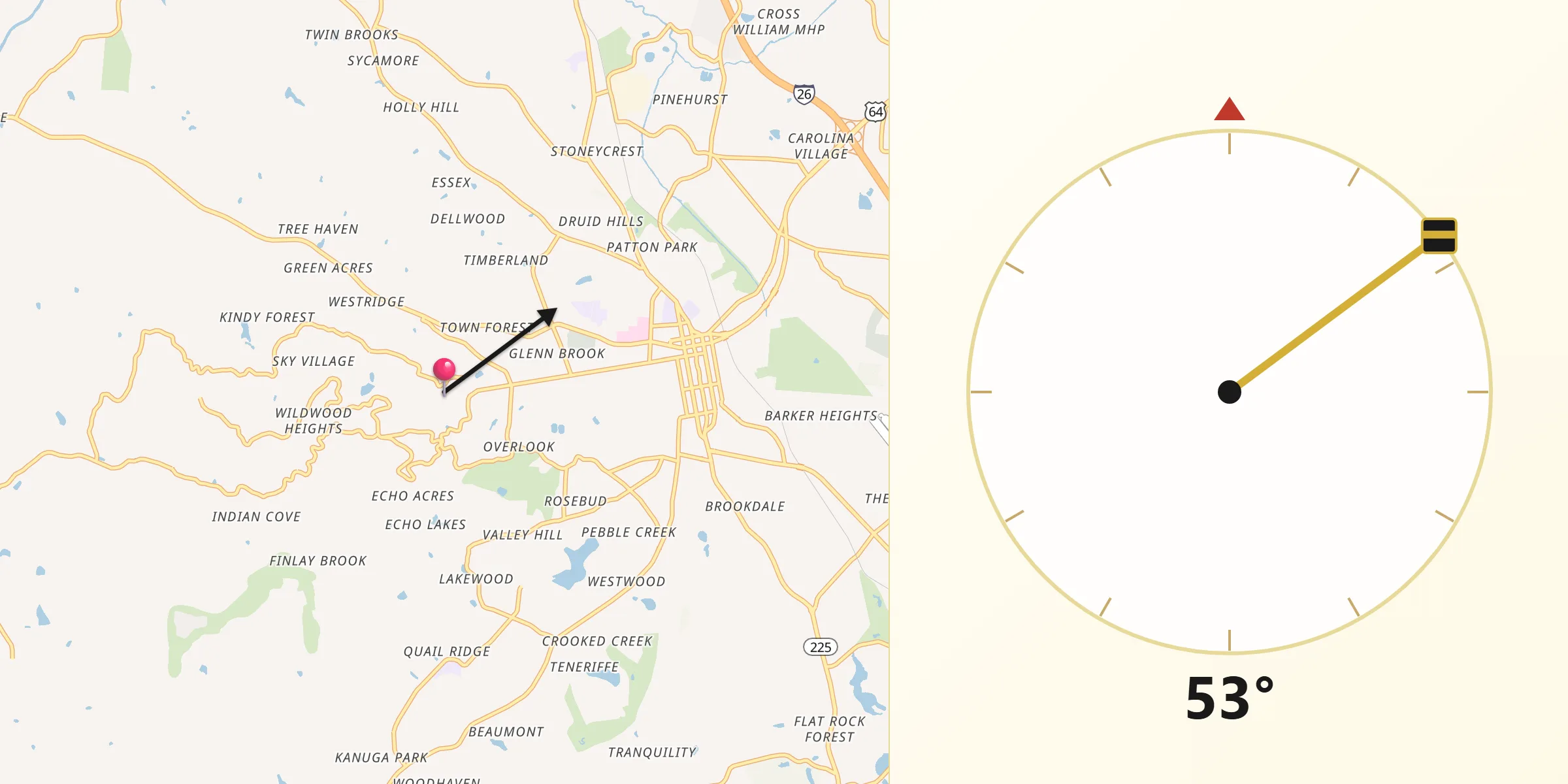 Qibla Direction from Laurel Park
