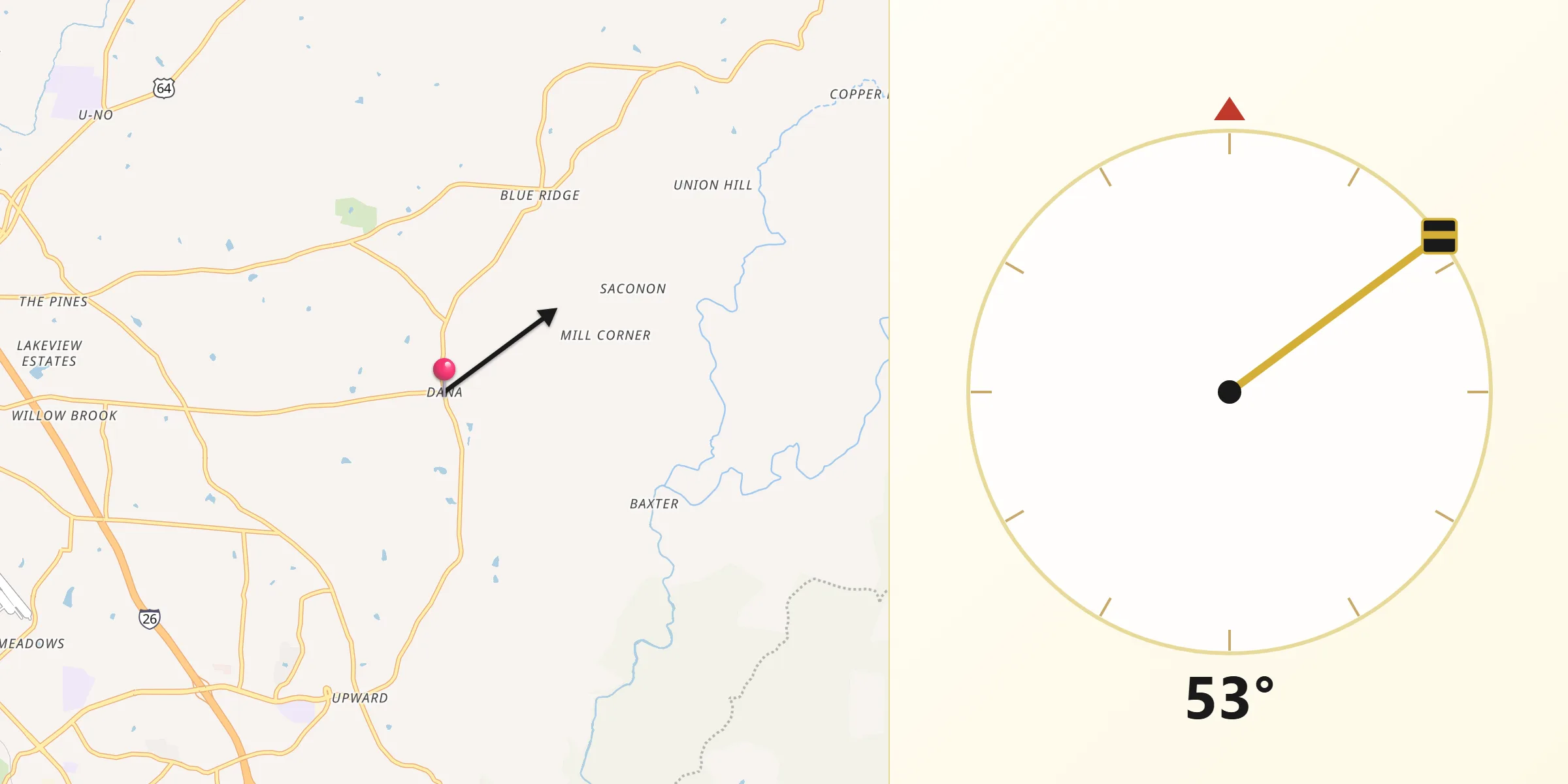 Qibla Direction from Dana