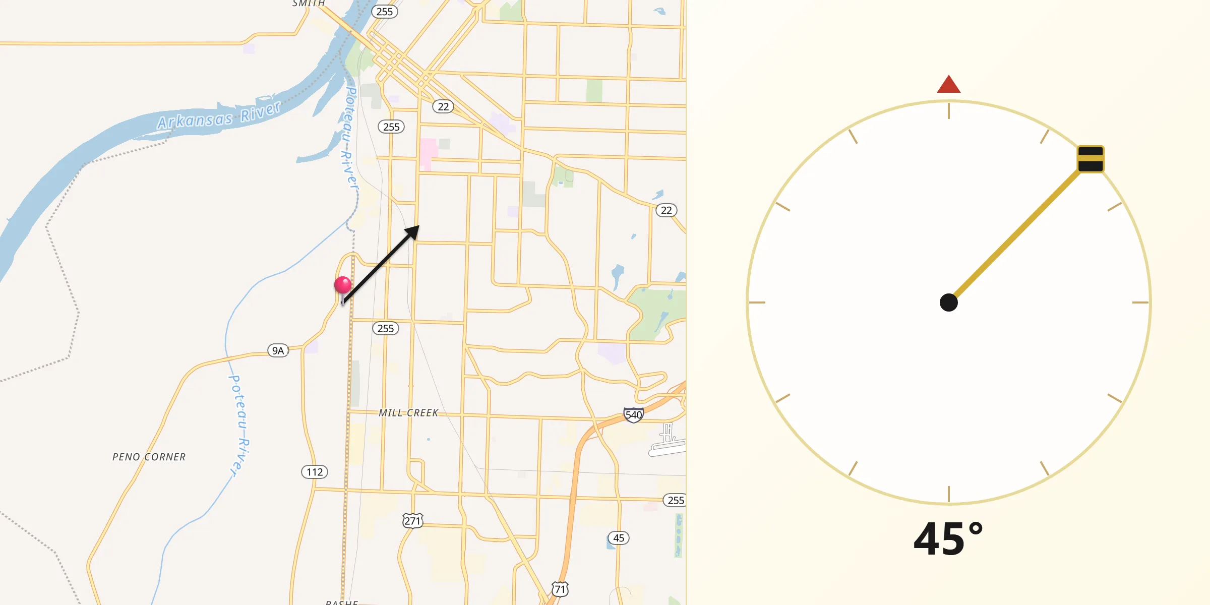 Qibla Direction from Arkoma