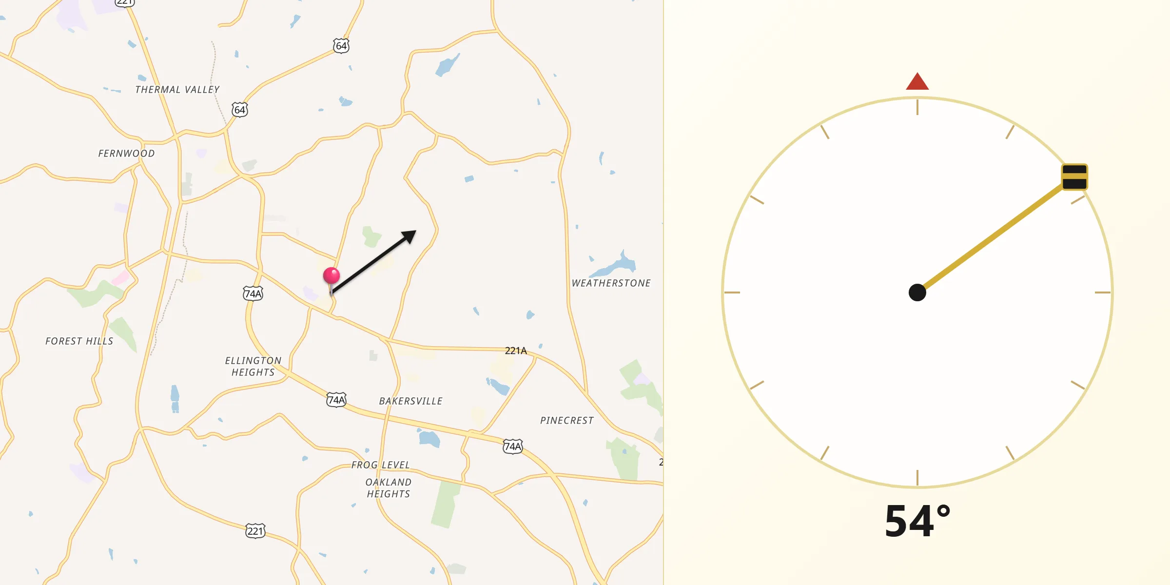 Qibla Direction from Spindale