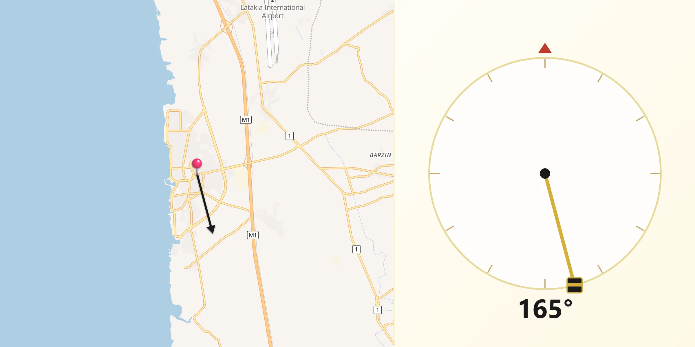 Direction vers la Qibla depuis Jablé