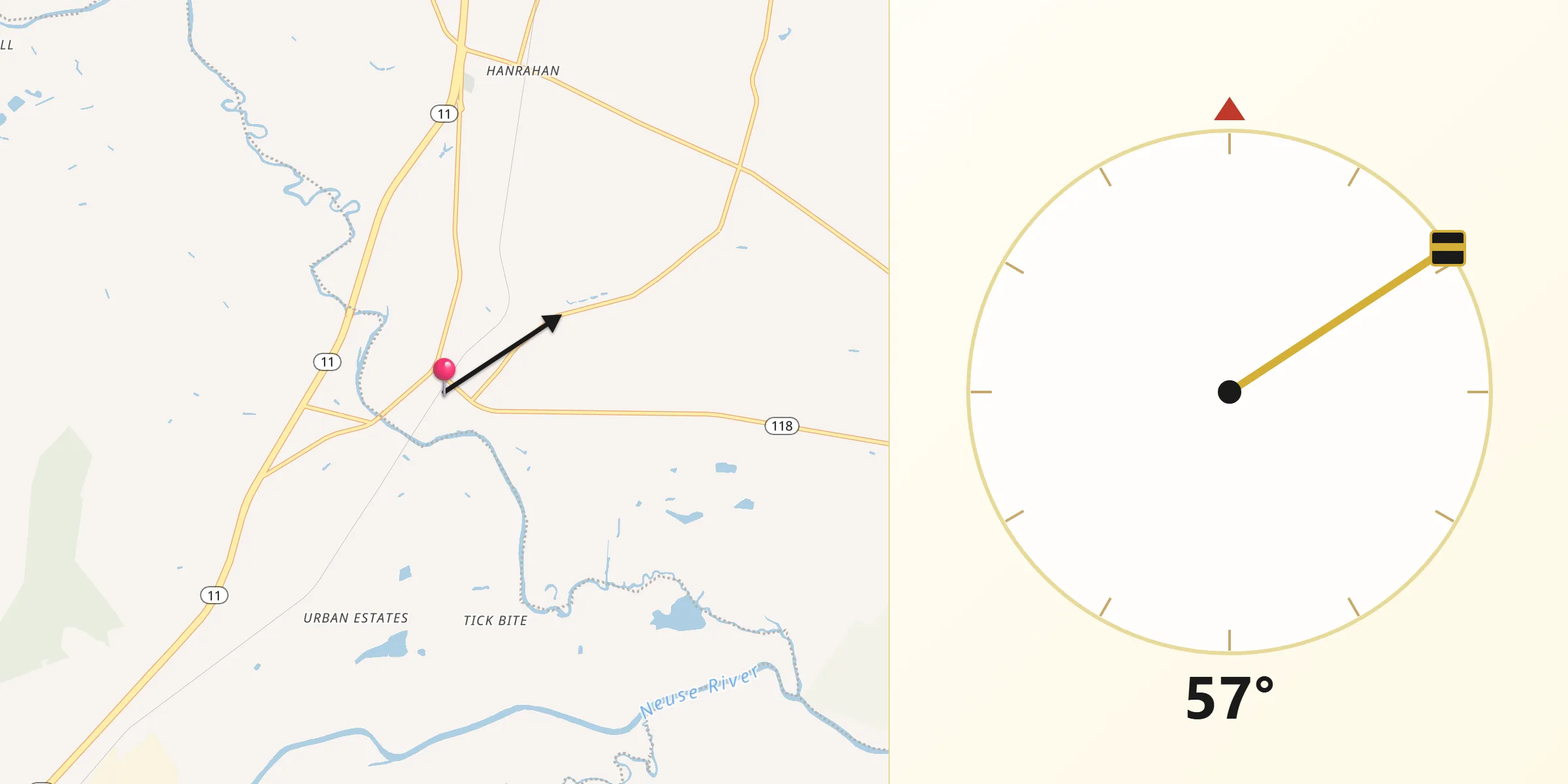 Qibla Direction from Grifton