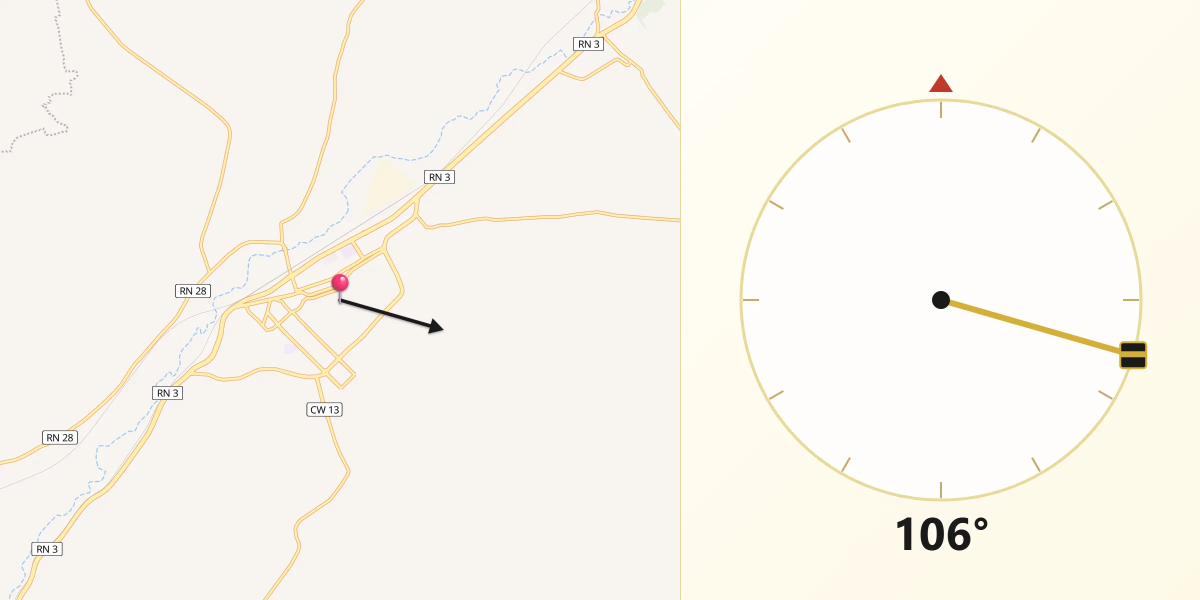 Direction vers la Qibla depuis Aïn Touta