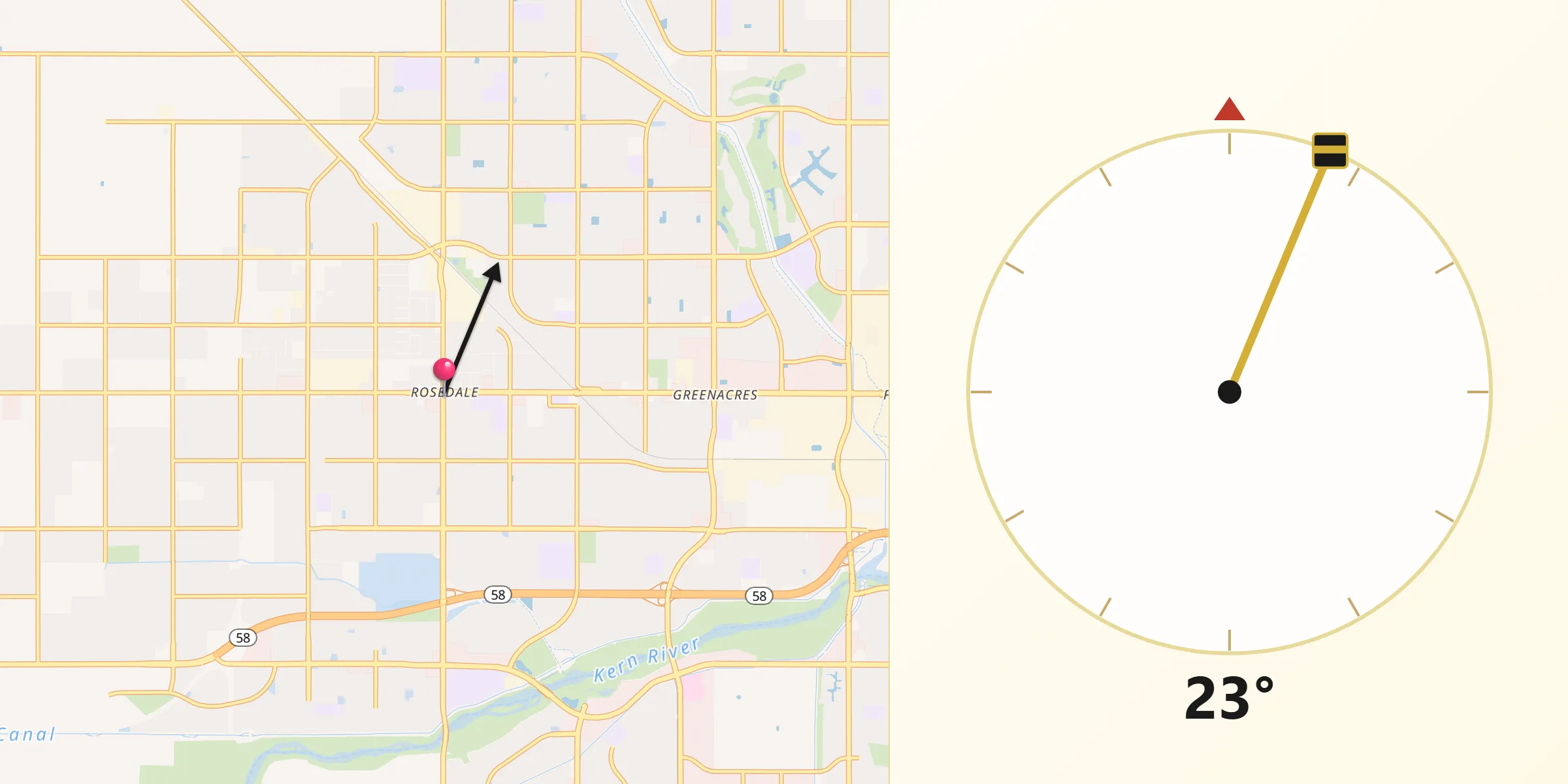 Qibla Direction from Rosedale