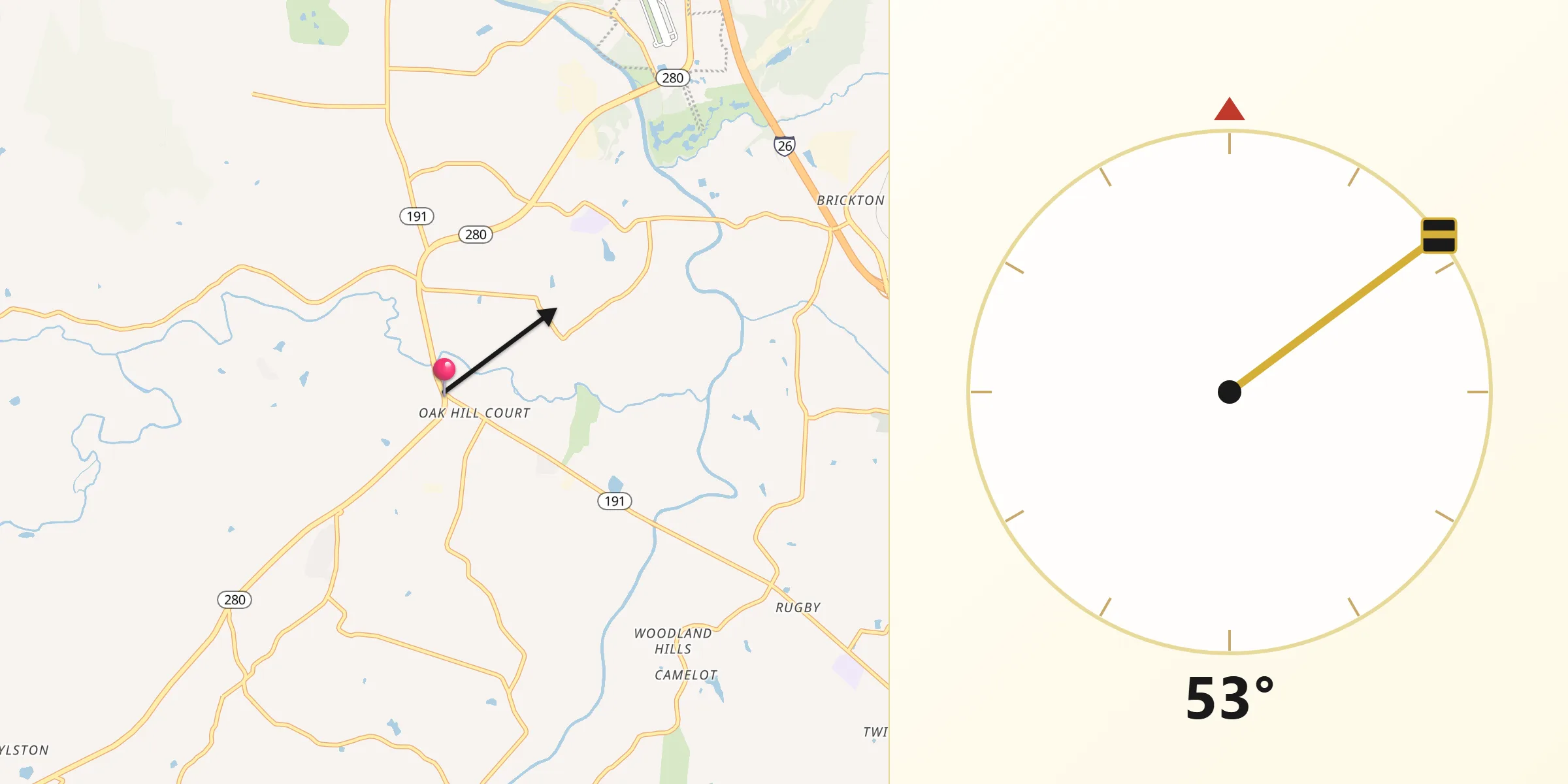 Qibla Direction from Mills River