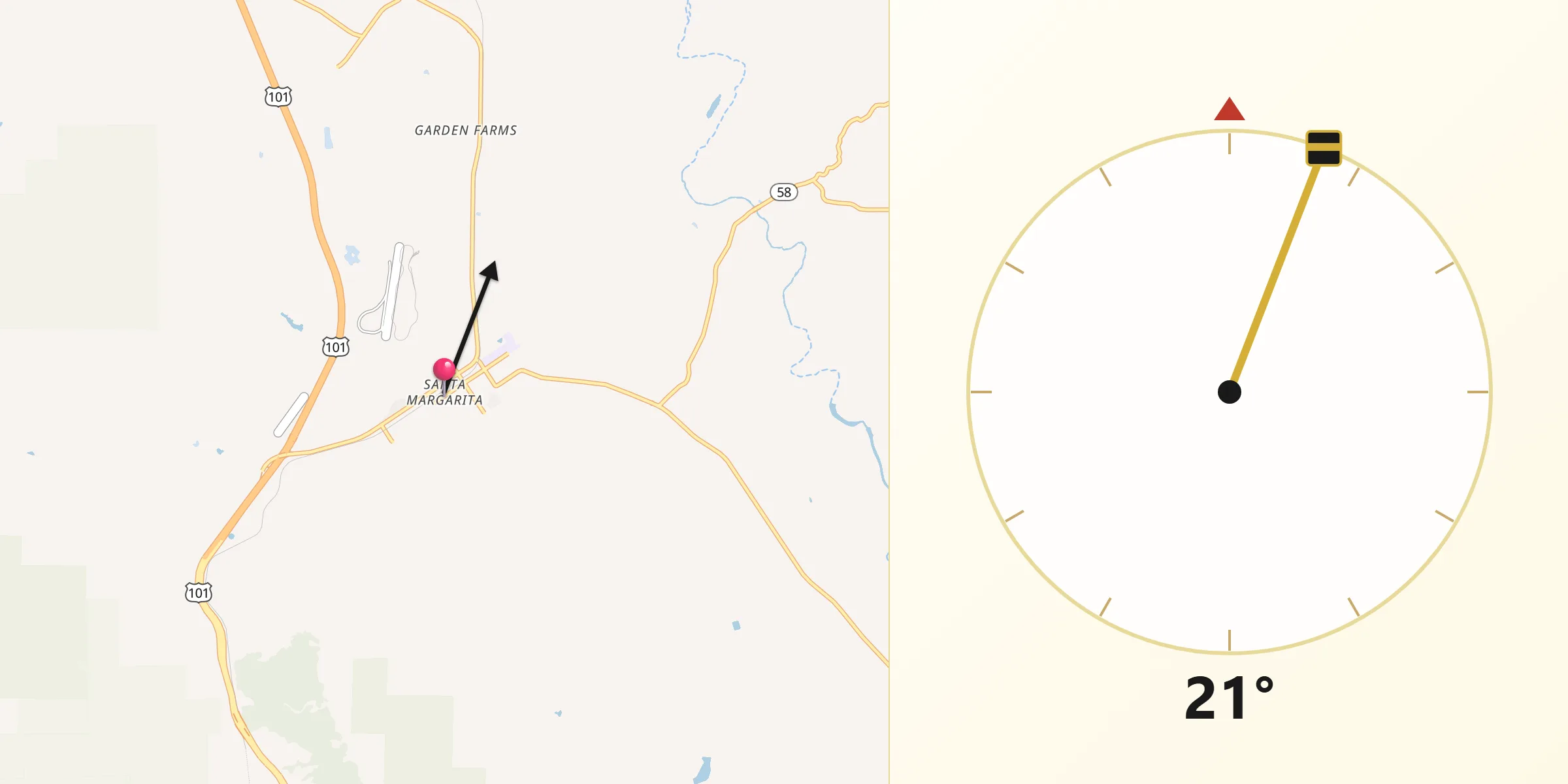 Qibla Direction from Santa Margarita