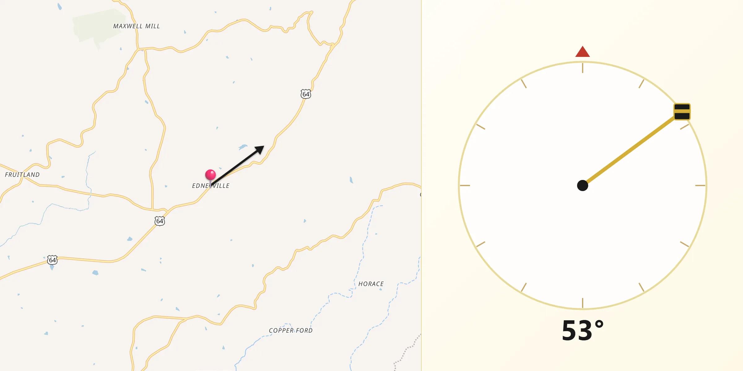 Qibla Direction from Edneyville