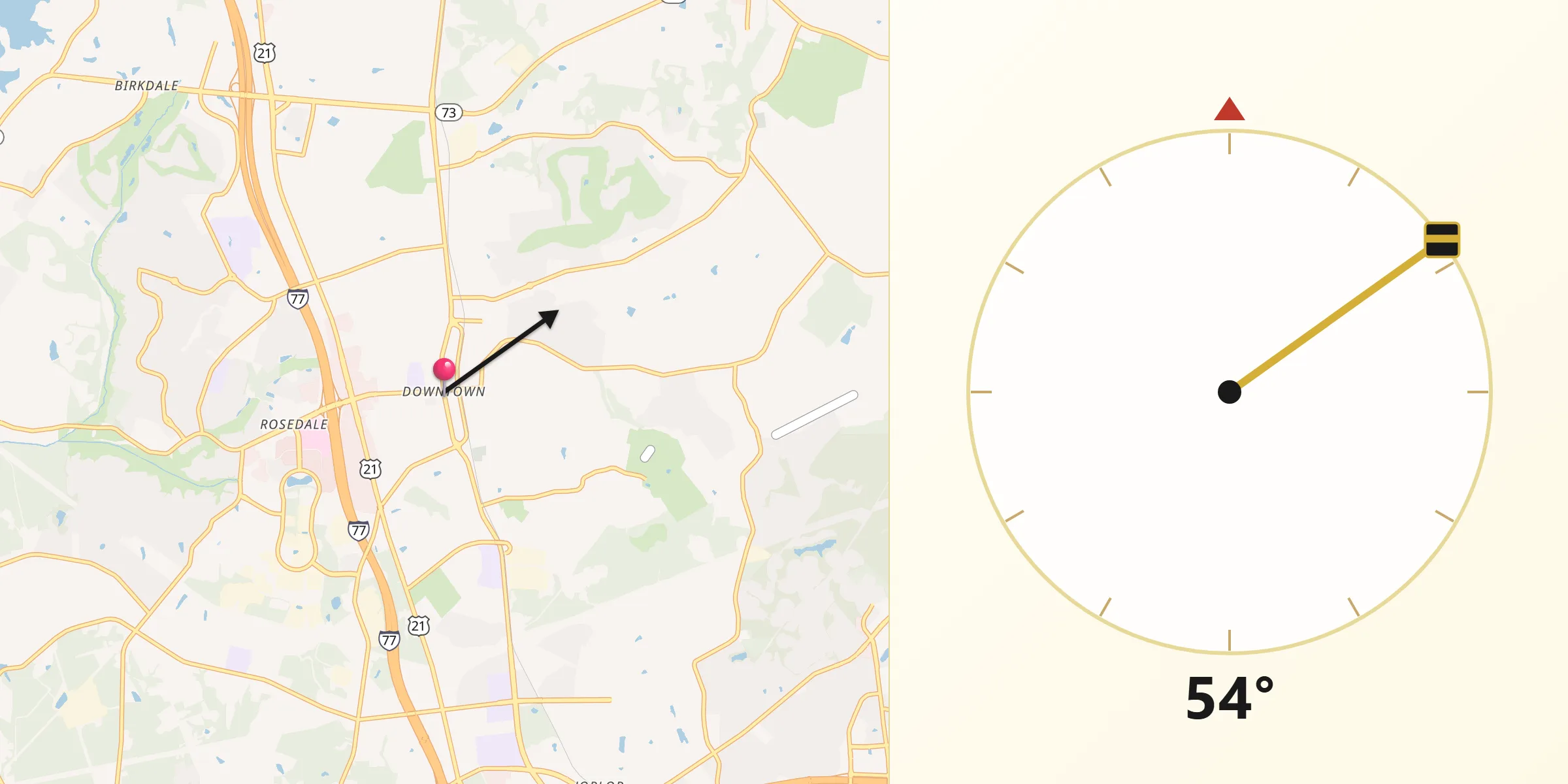 Qibla Direction from Huntersville