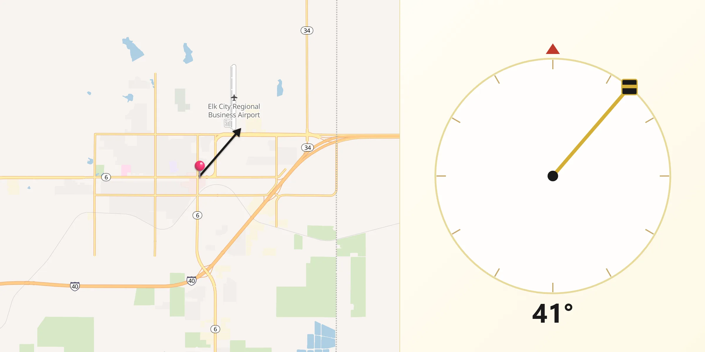 Qibla Direction from Elk City