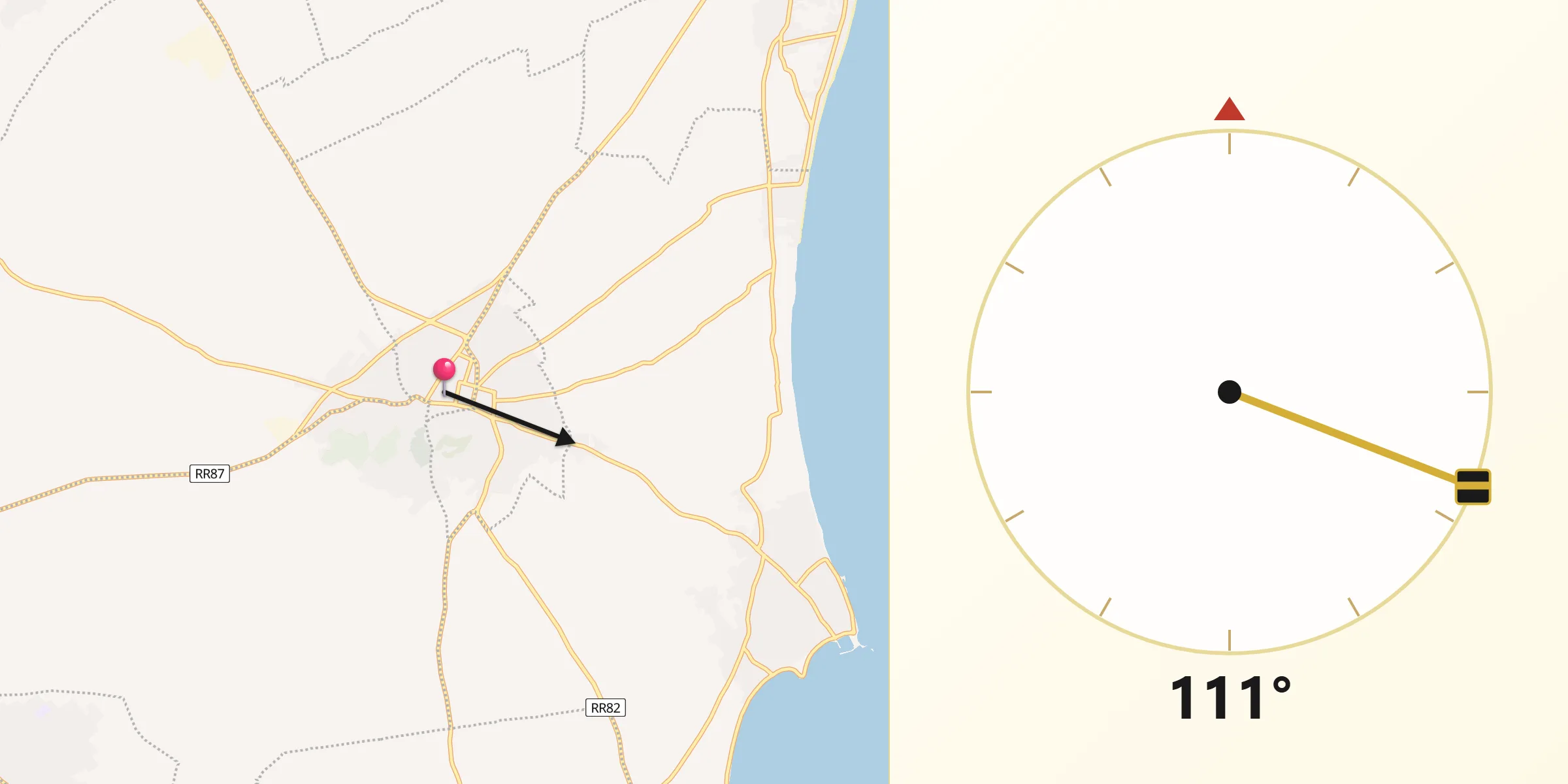 Direction vers la Qibla depuis Ksour Essaf