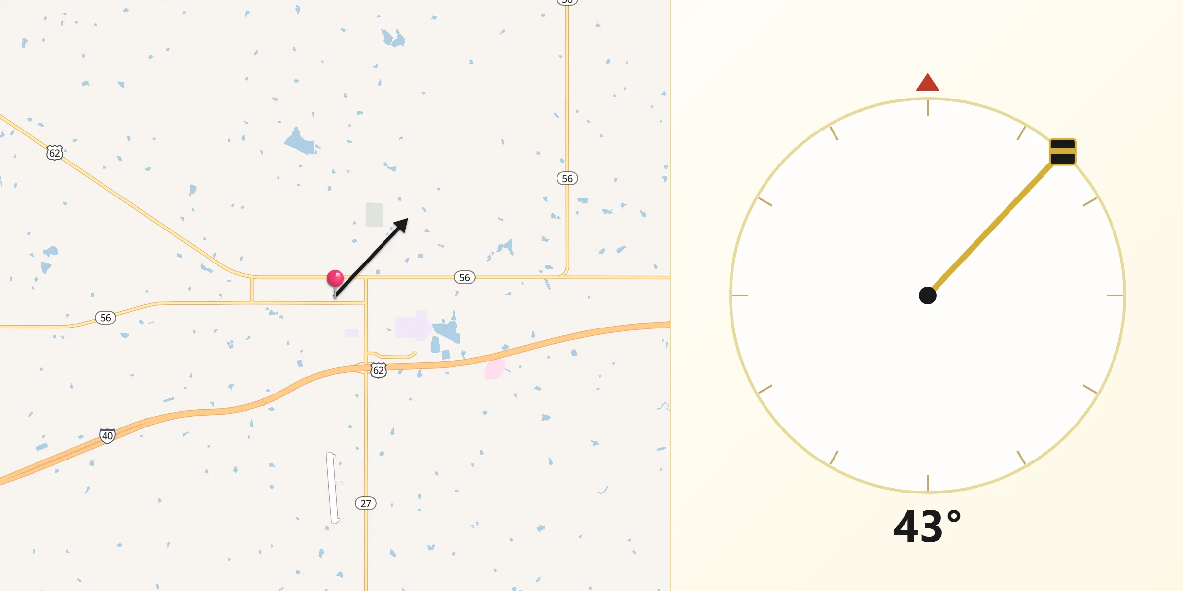 Qibla Direction from Okemah