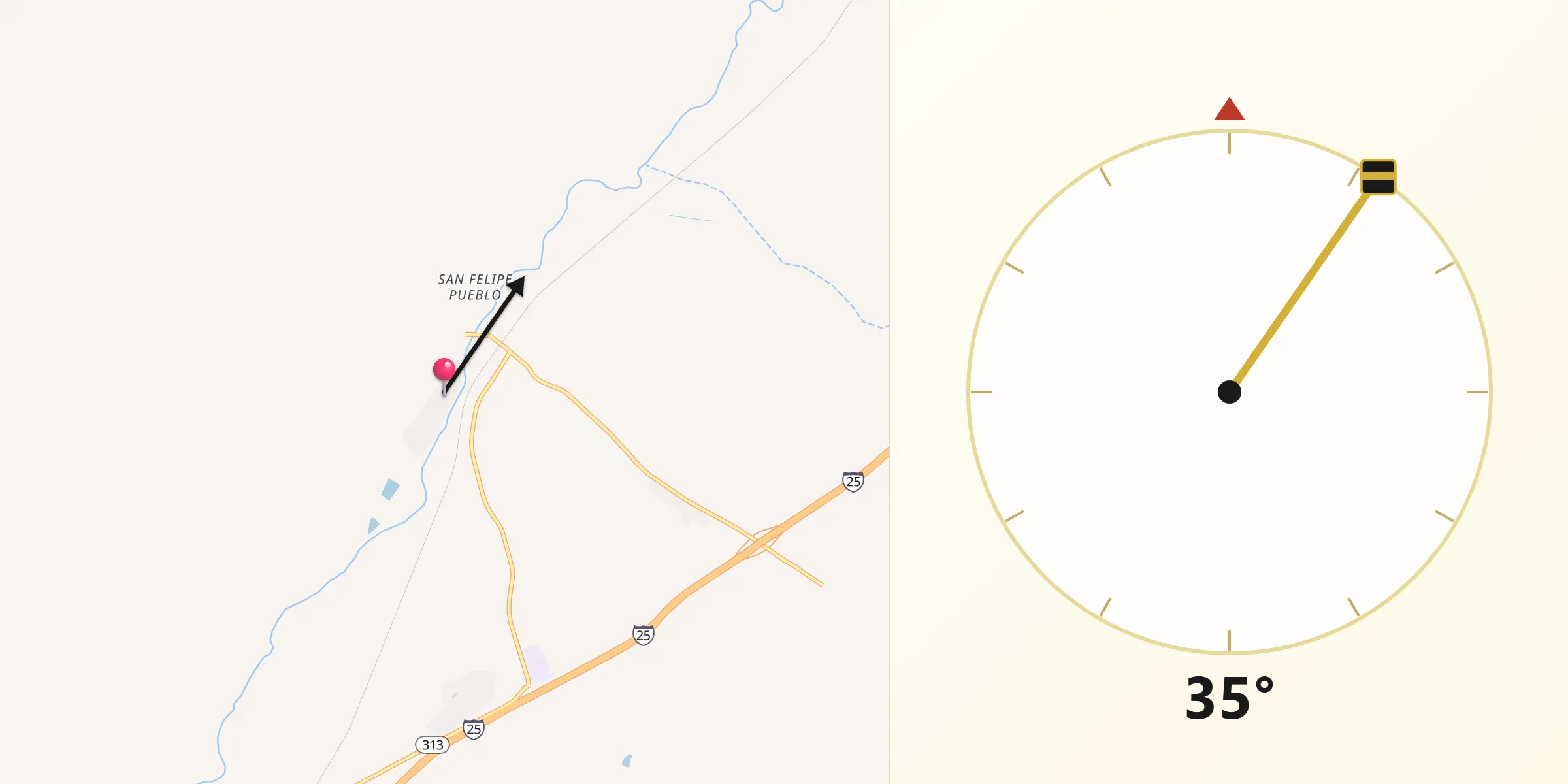 Qibla Direction from San Felipe Pueblo
