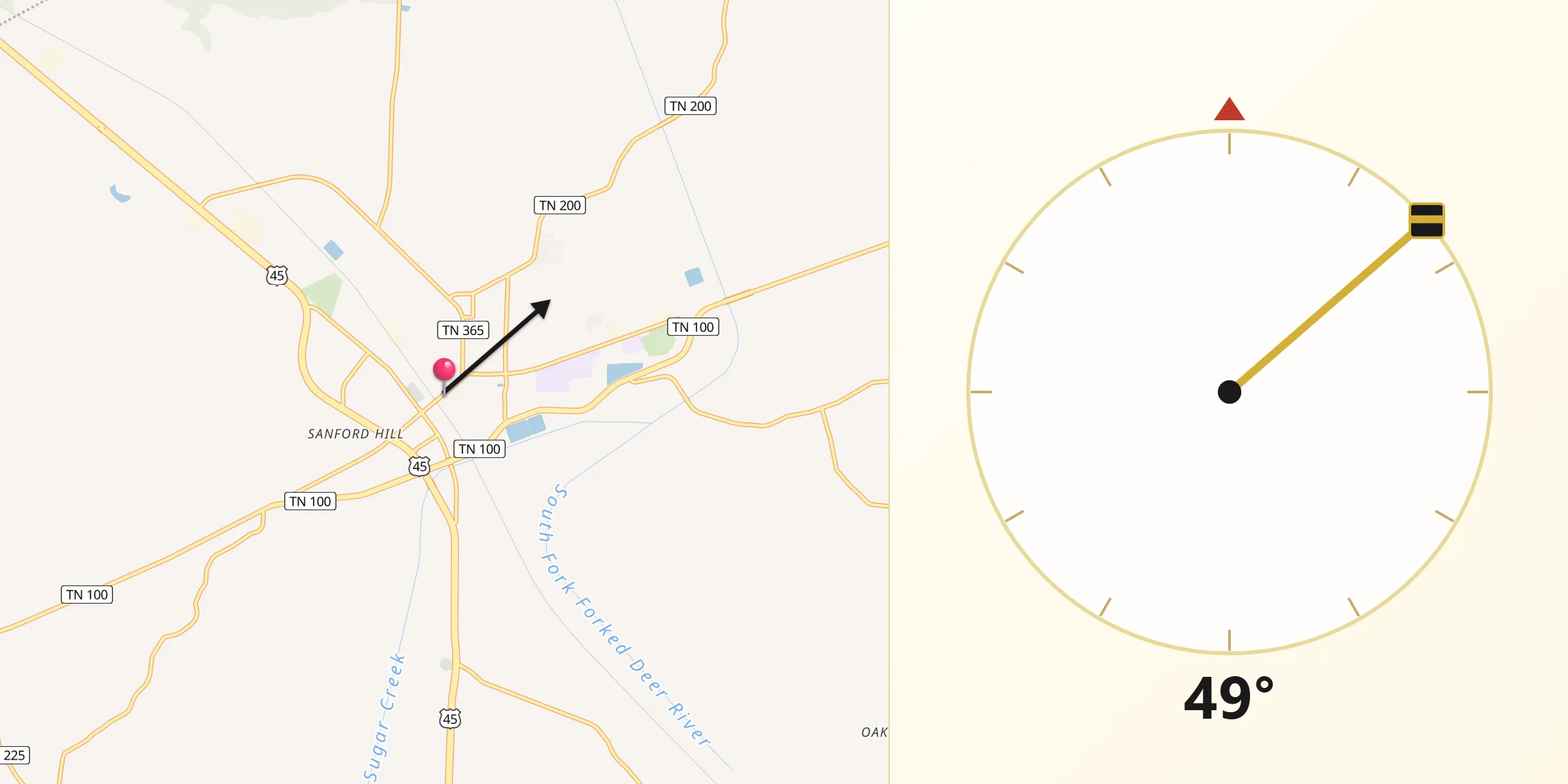 Dirección de la Qibla desde Henderson