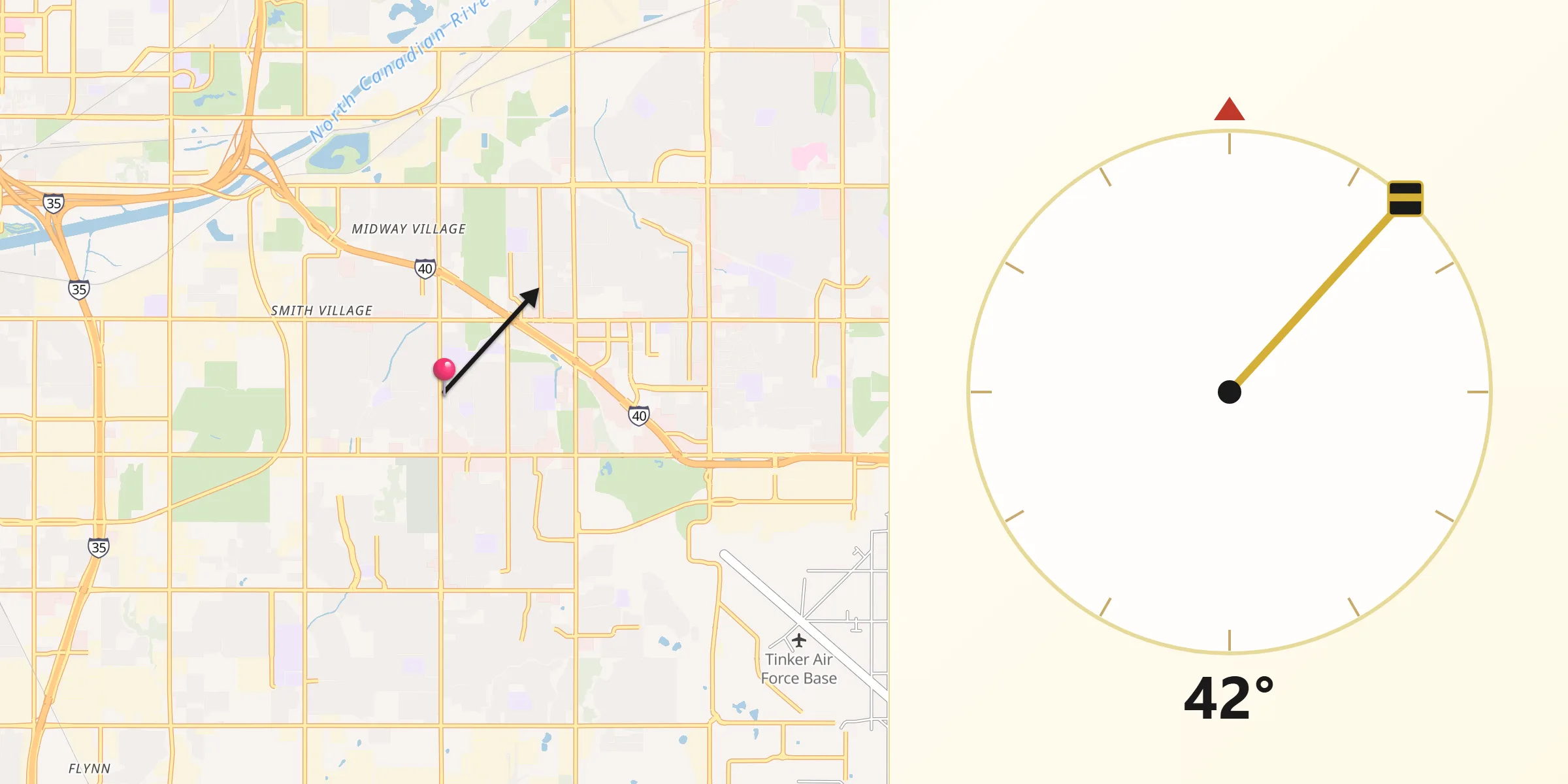 Qibla Direction from Del City