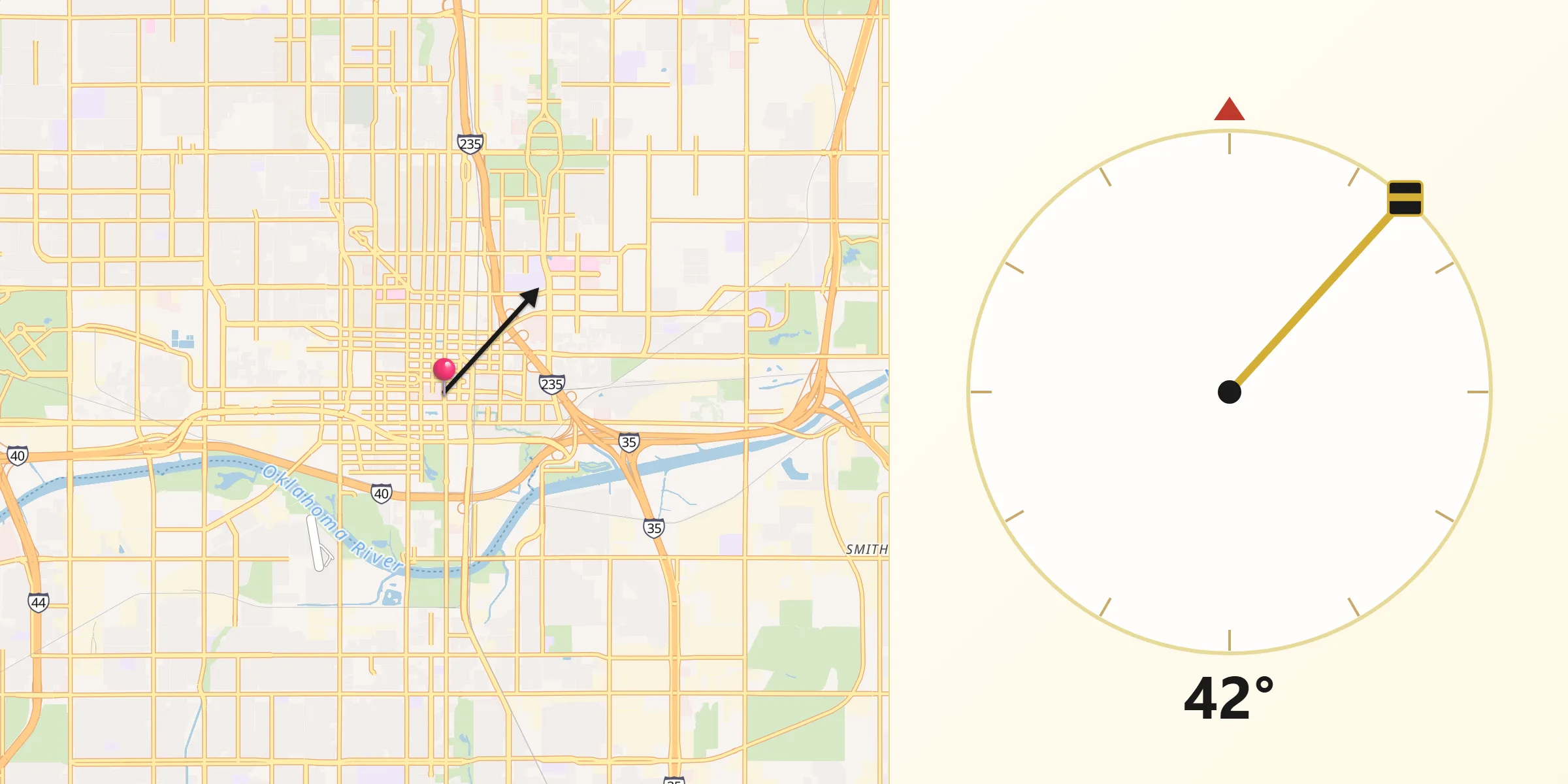 Qibla Direction from Oklahoma City