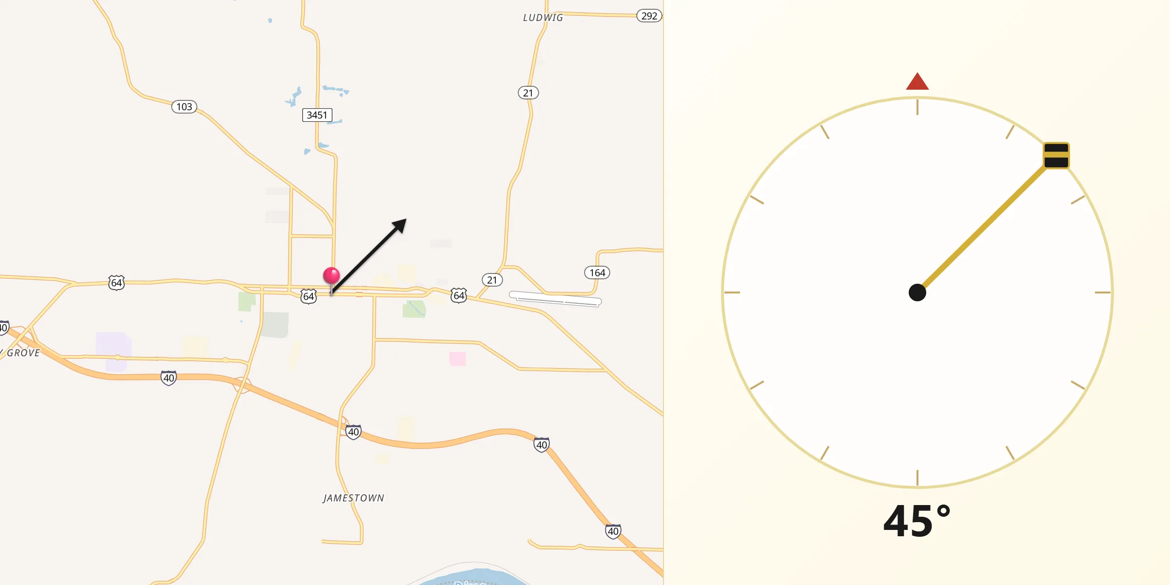 Qibla Direction from Clarksville