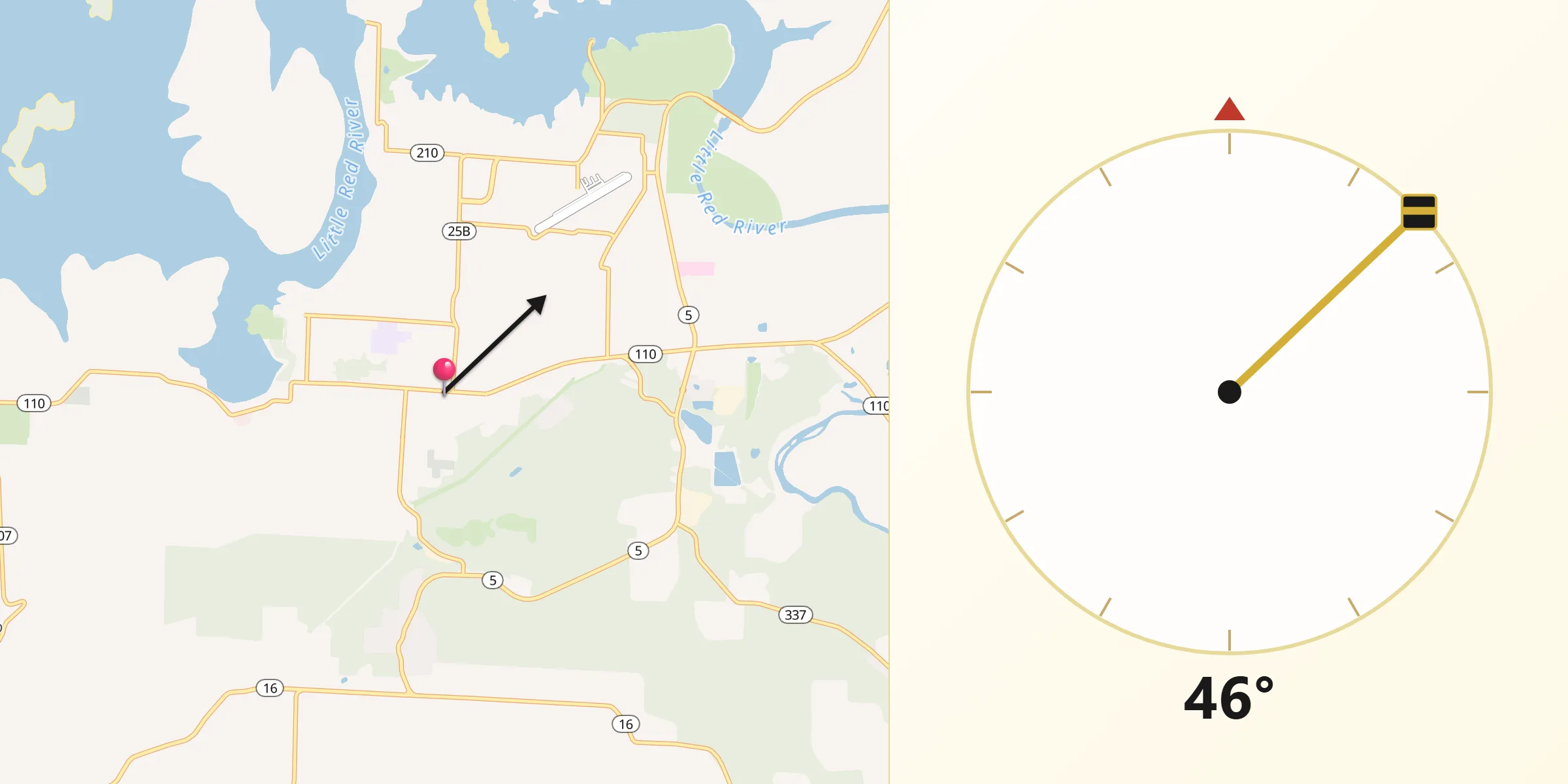 Qibla Direction from Heber Springs
