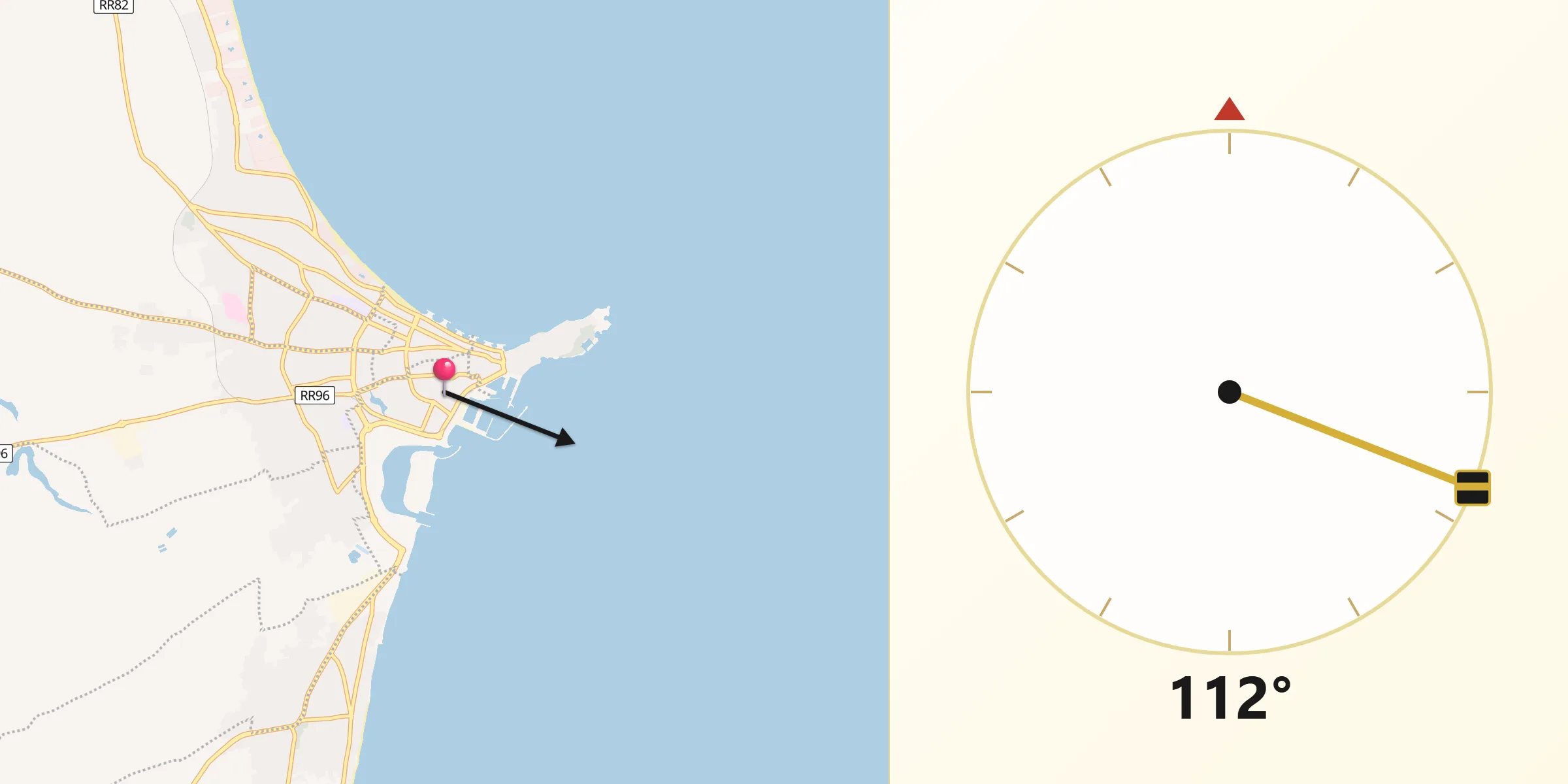 Direction vers la Qibla depuis Zouila