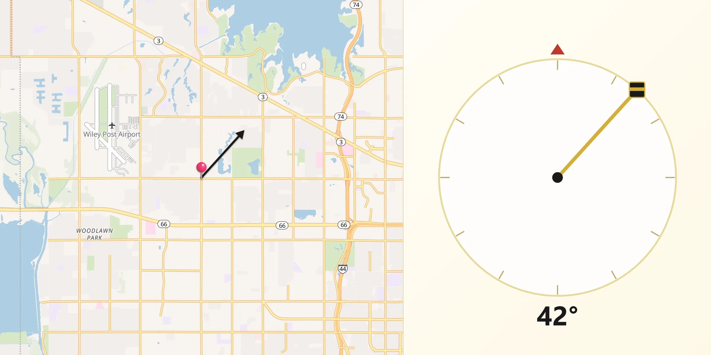 Qibla Direction from Warr Acres