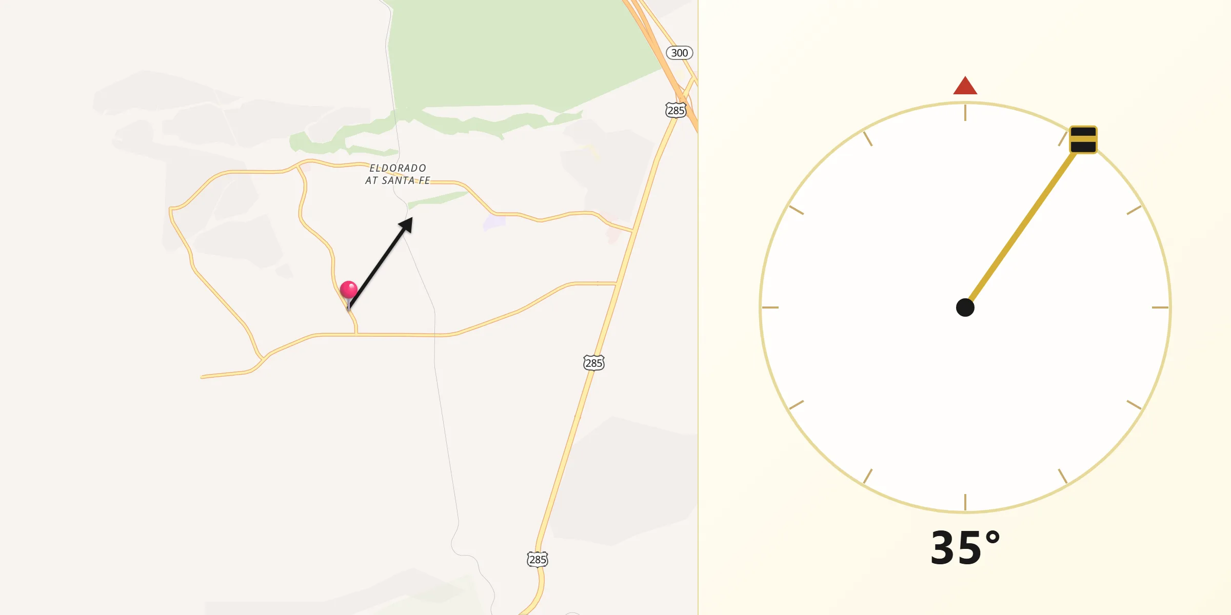 Qibla Direction from Eldorado at Santa Fe