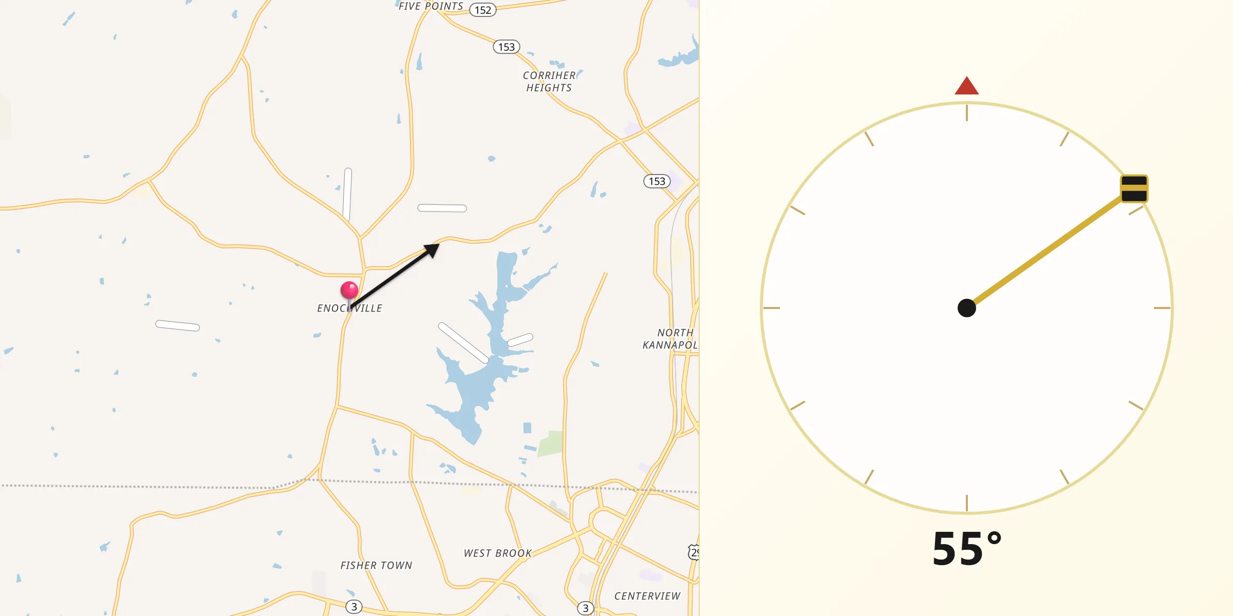 Qibla Direction from Enochville