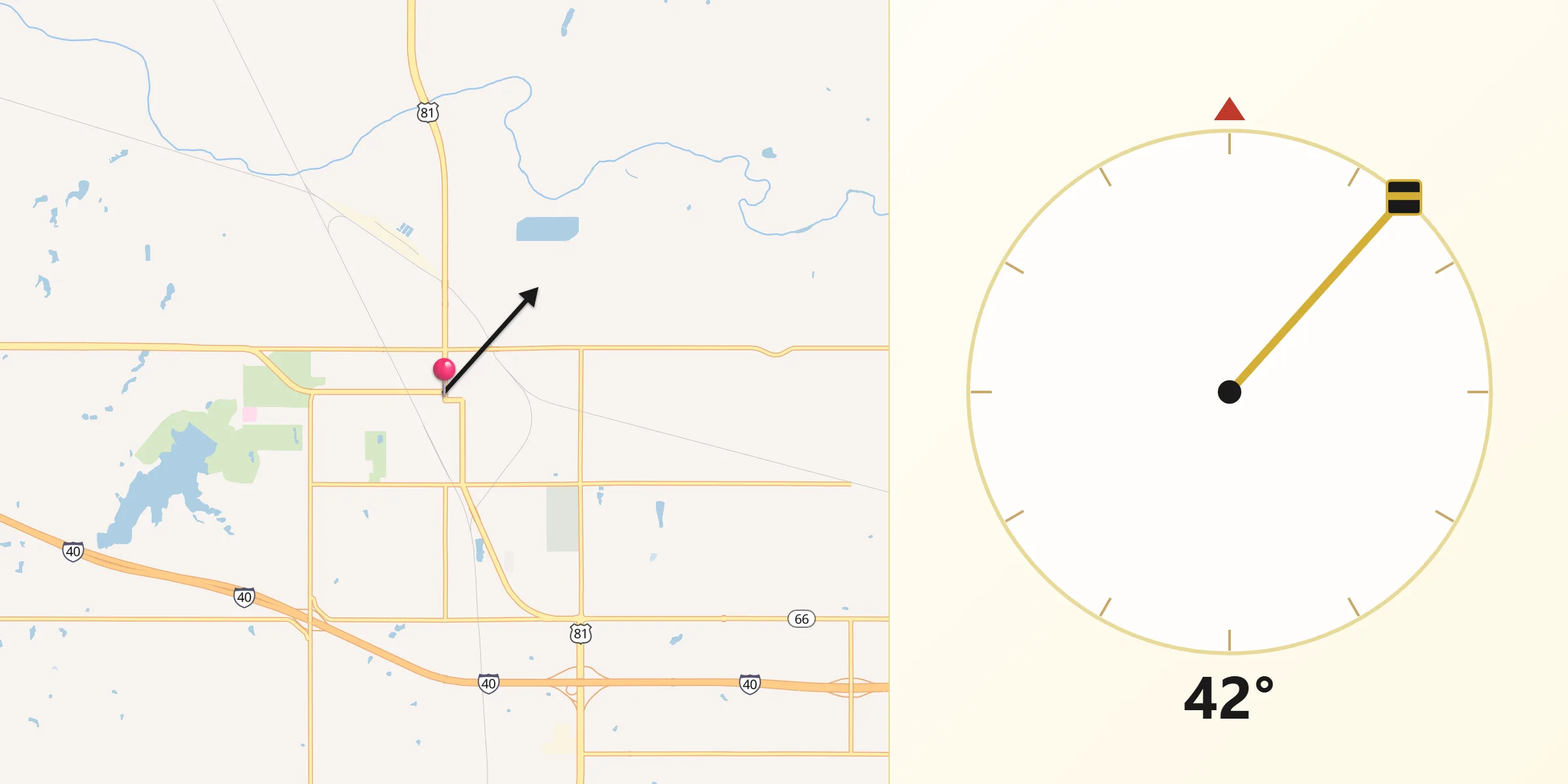 Qibla Direction from El Reno