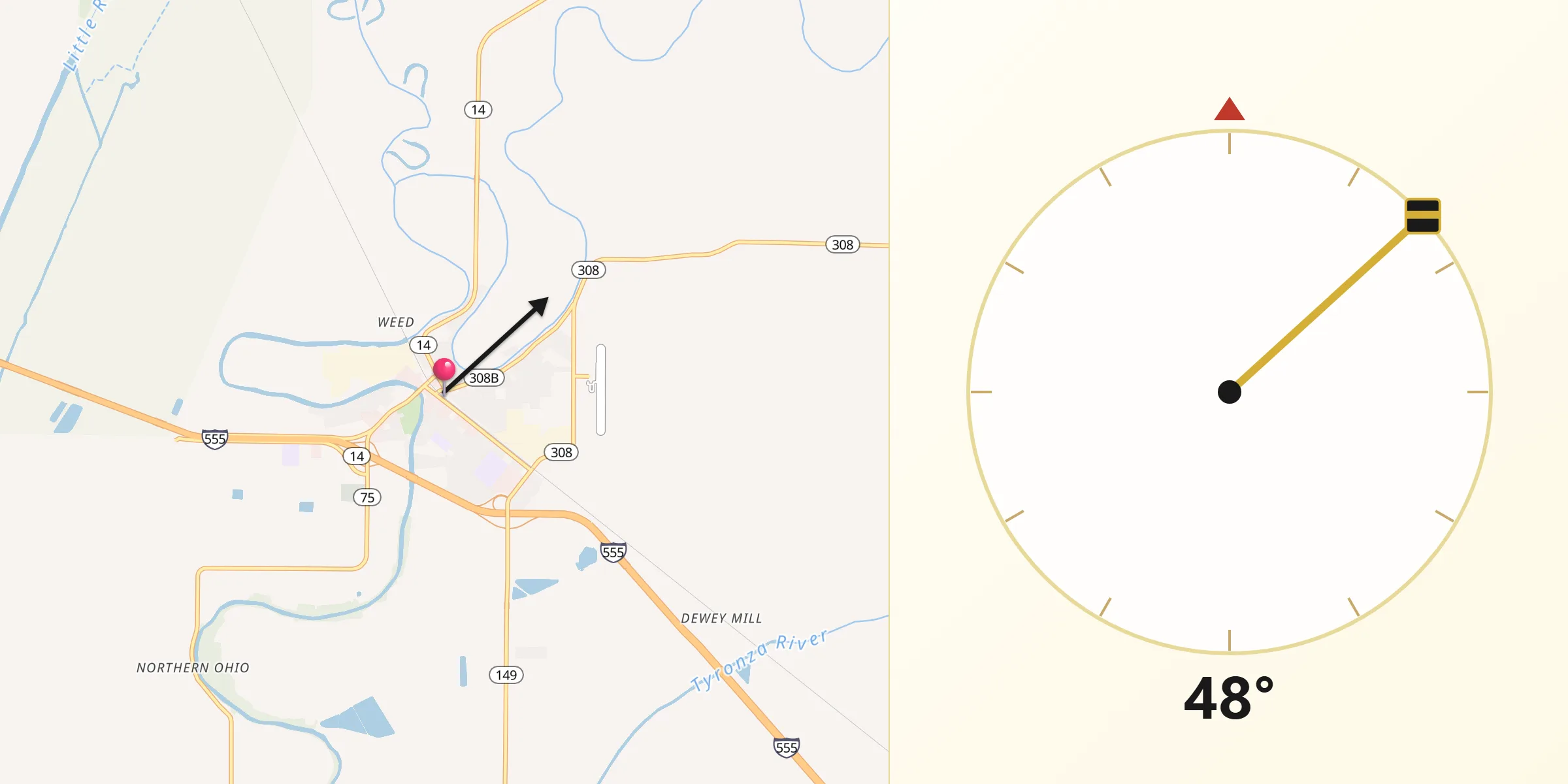 Qibla Direction from Marked Tree