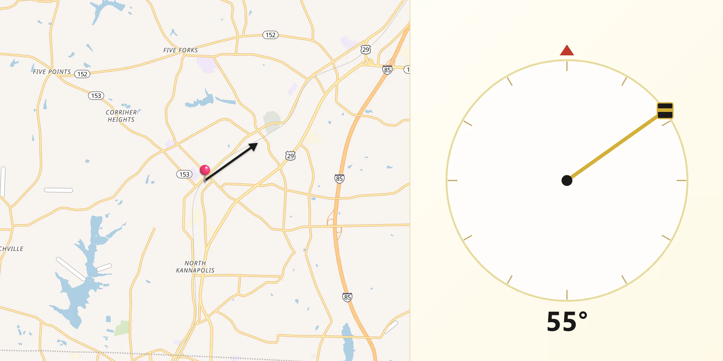Qibla Direction from Landis