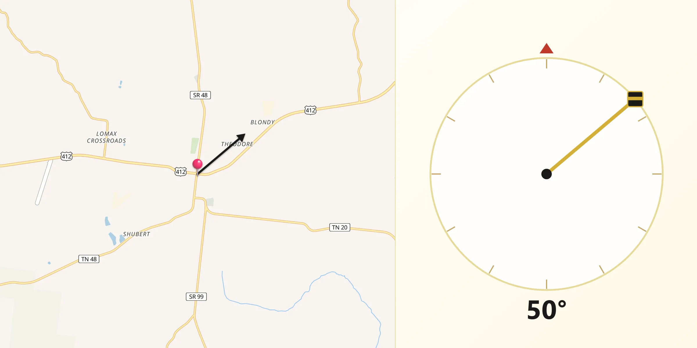 Qibla Direction from Hohenwald