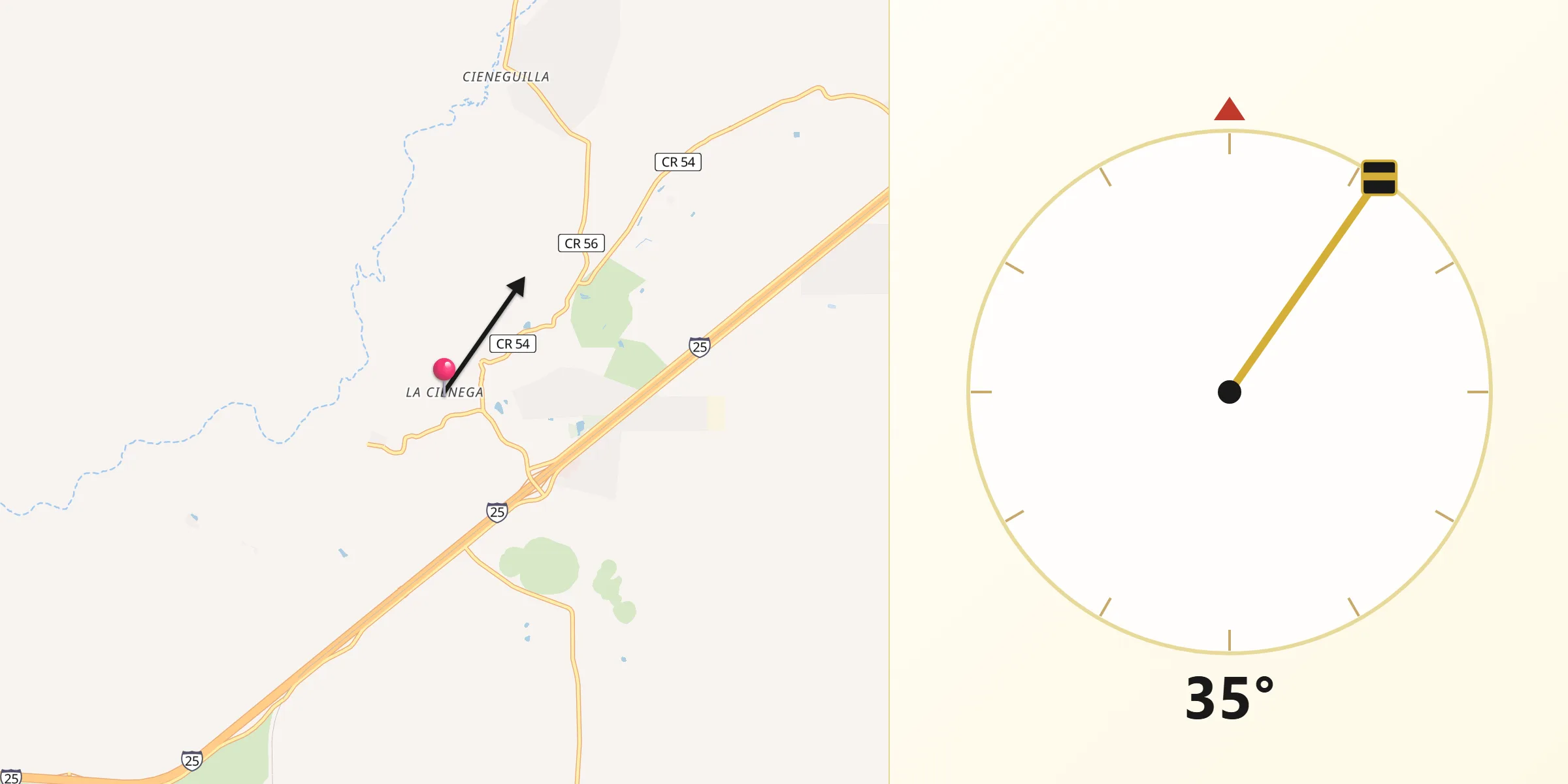Qibla Direction from La Cienega