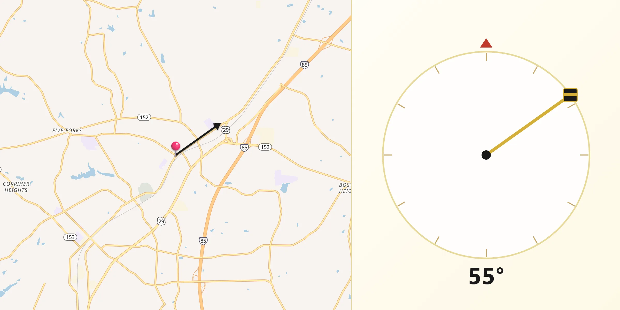 Qibla Direction from China Grove