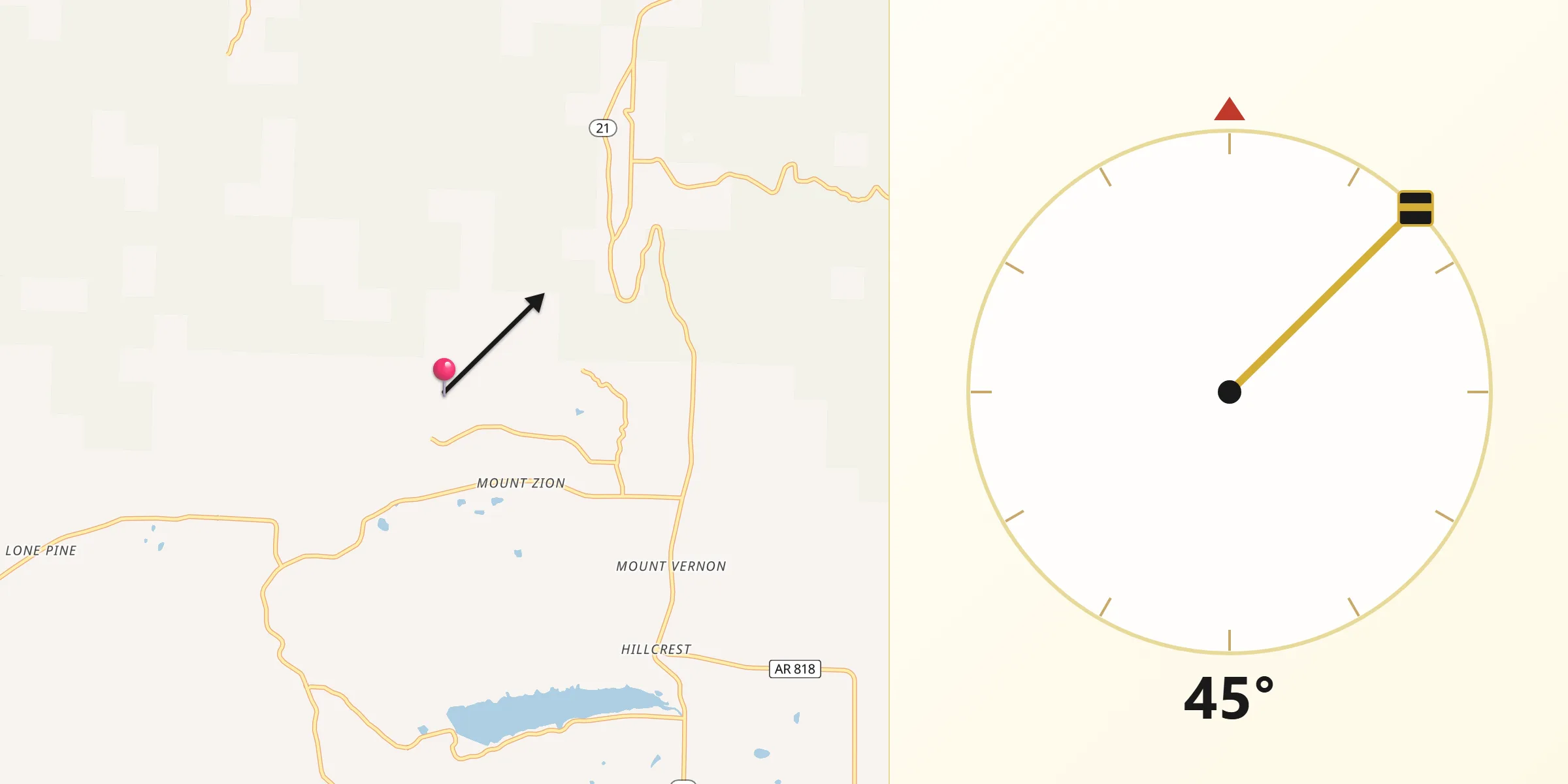 Qibla Direction from Johnson County