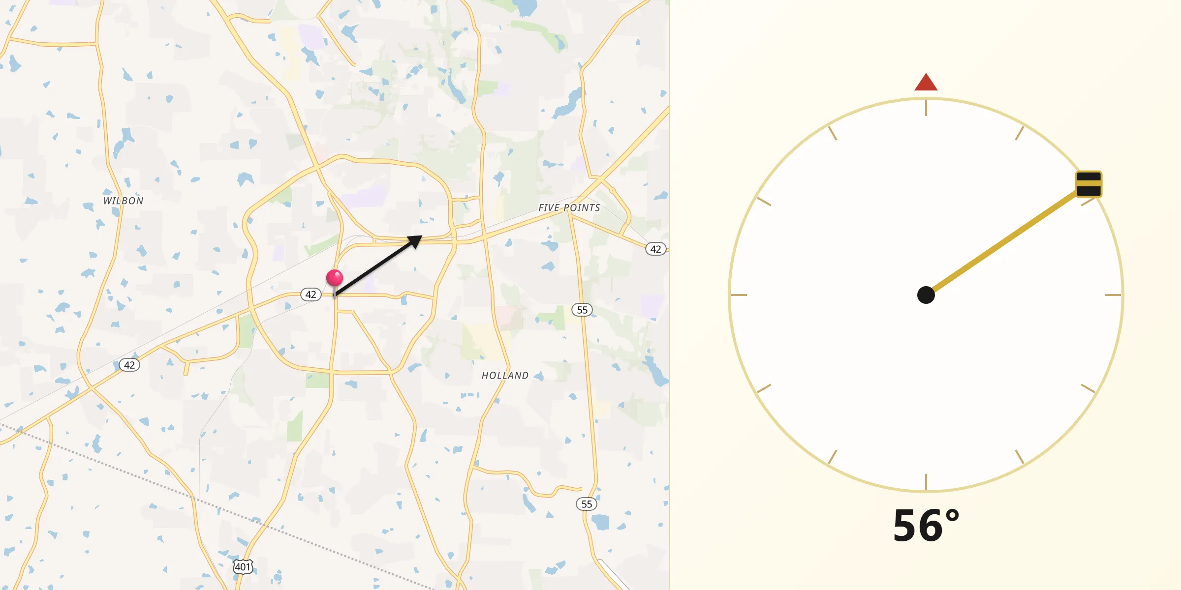 Qibla Direction from Fuquay-Varina