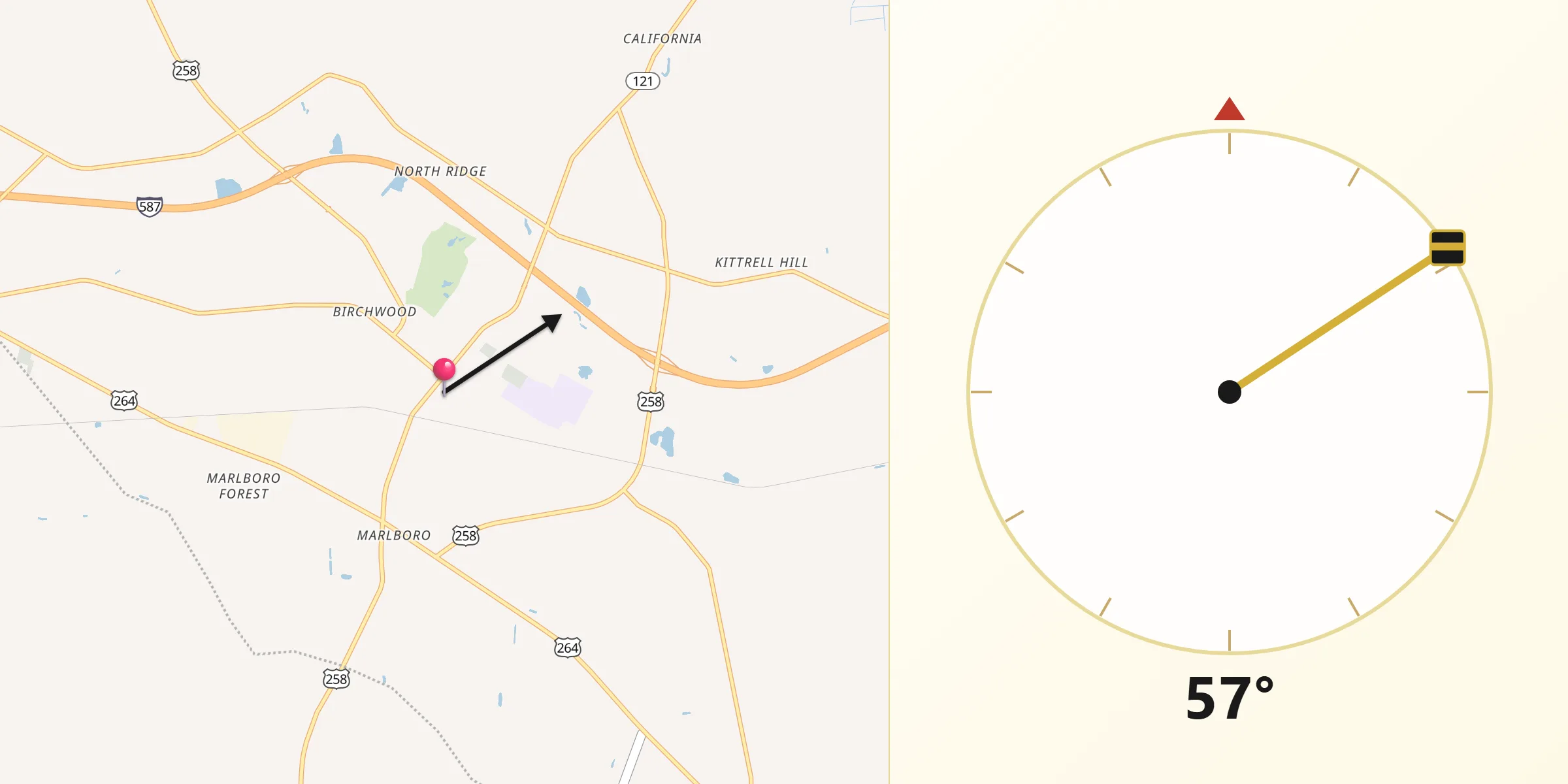 Qibla Direction from Farmville