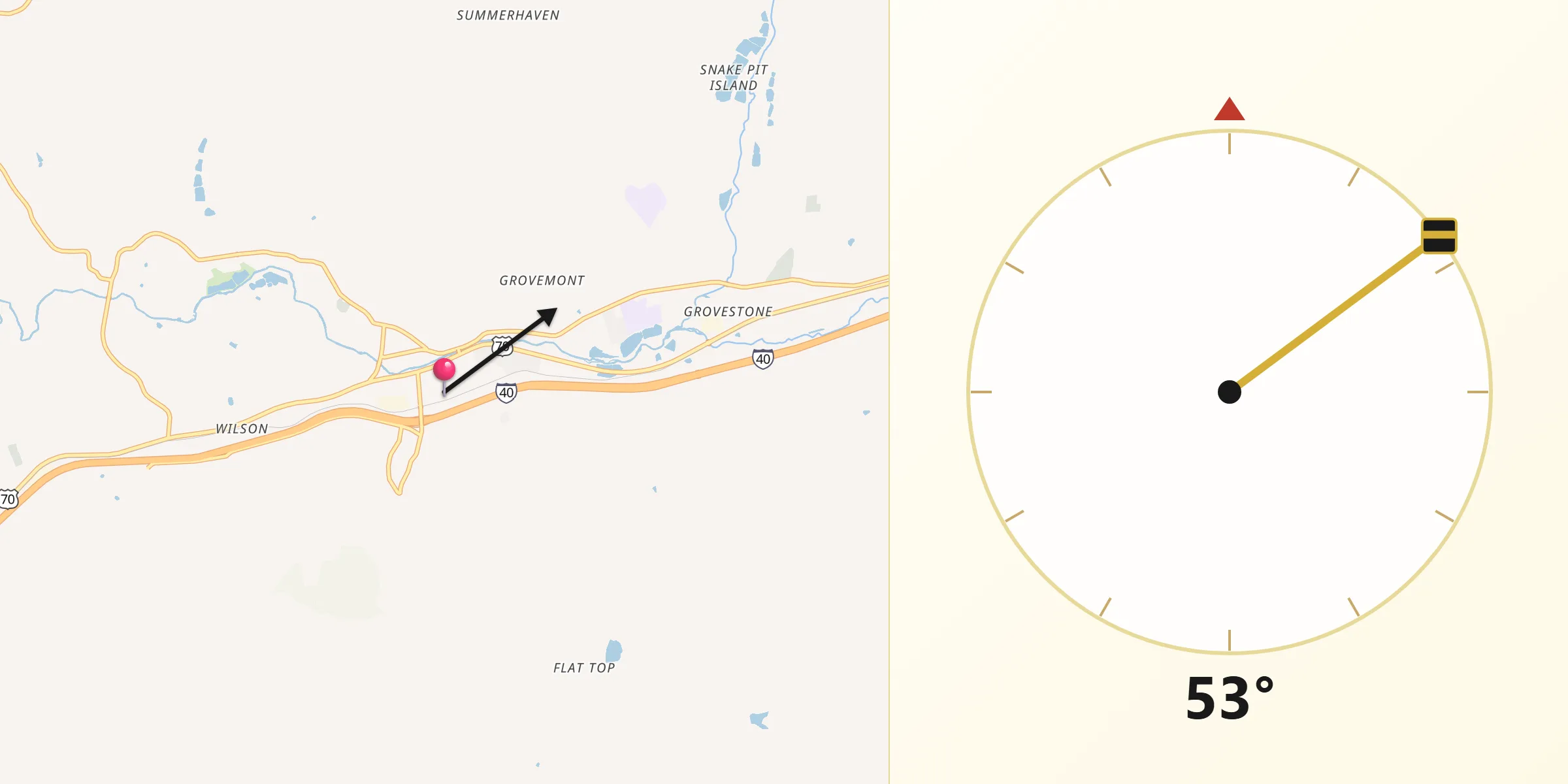 Qibla Direction from Swannanoa