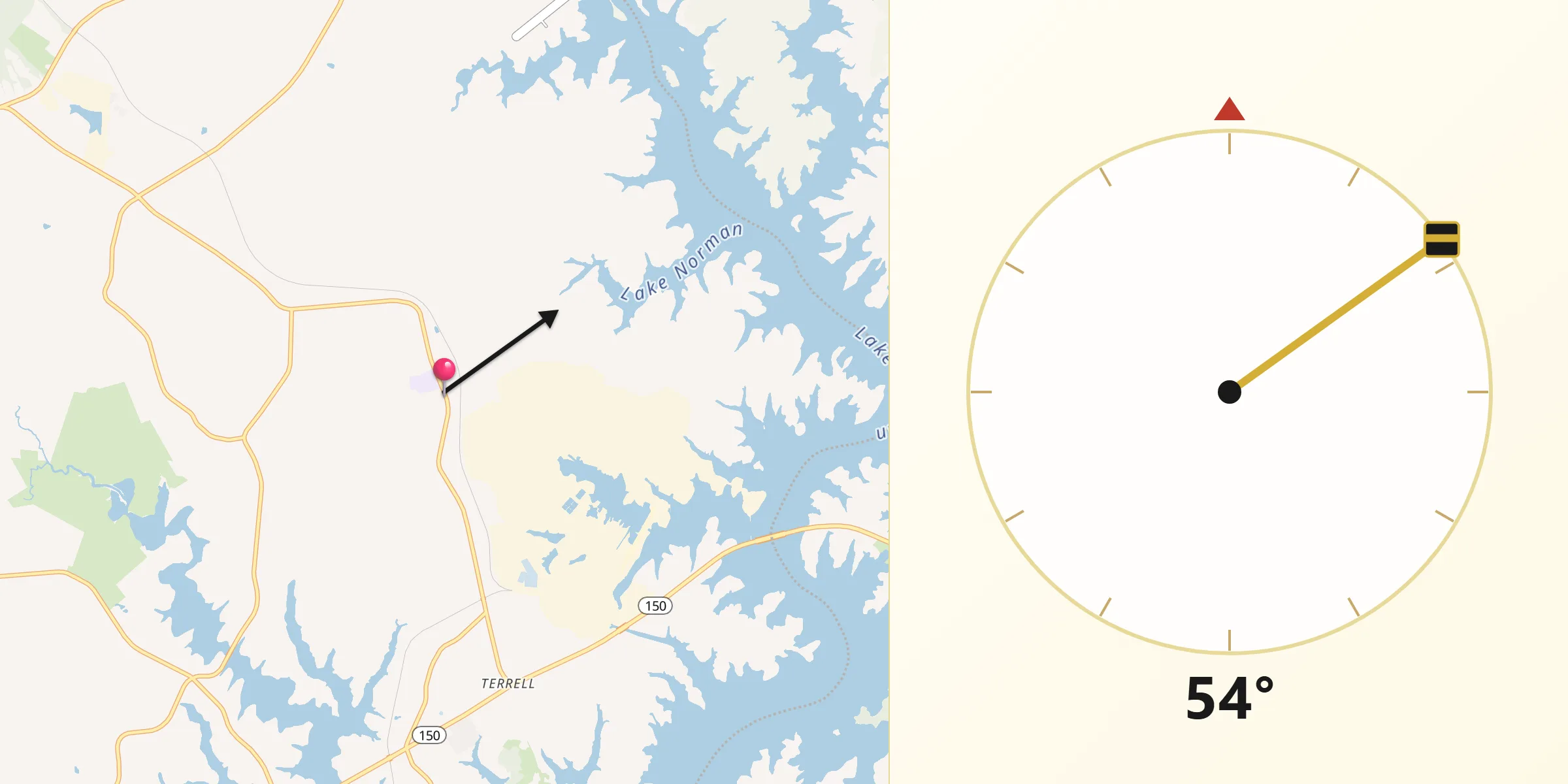 Qibla Direction from Sherrills Ford
