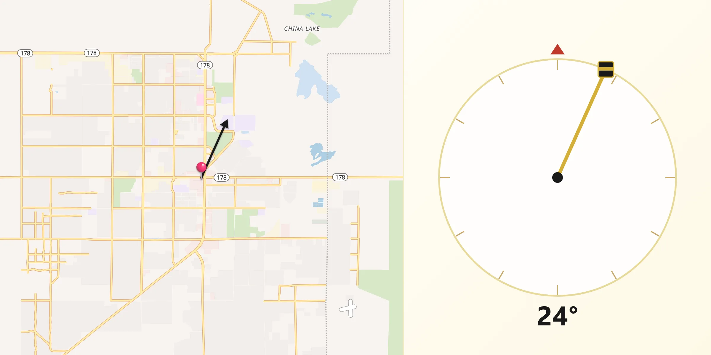Qibla Direction from Ridgecrest