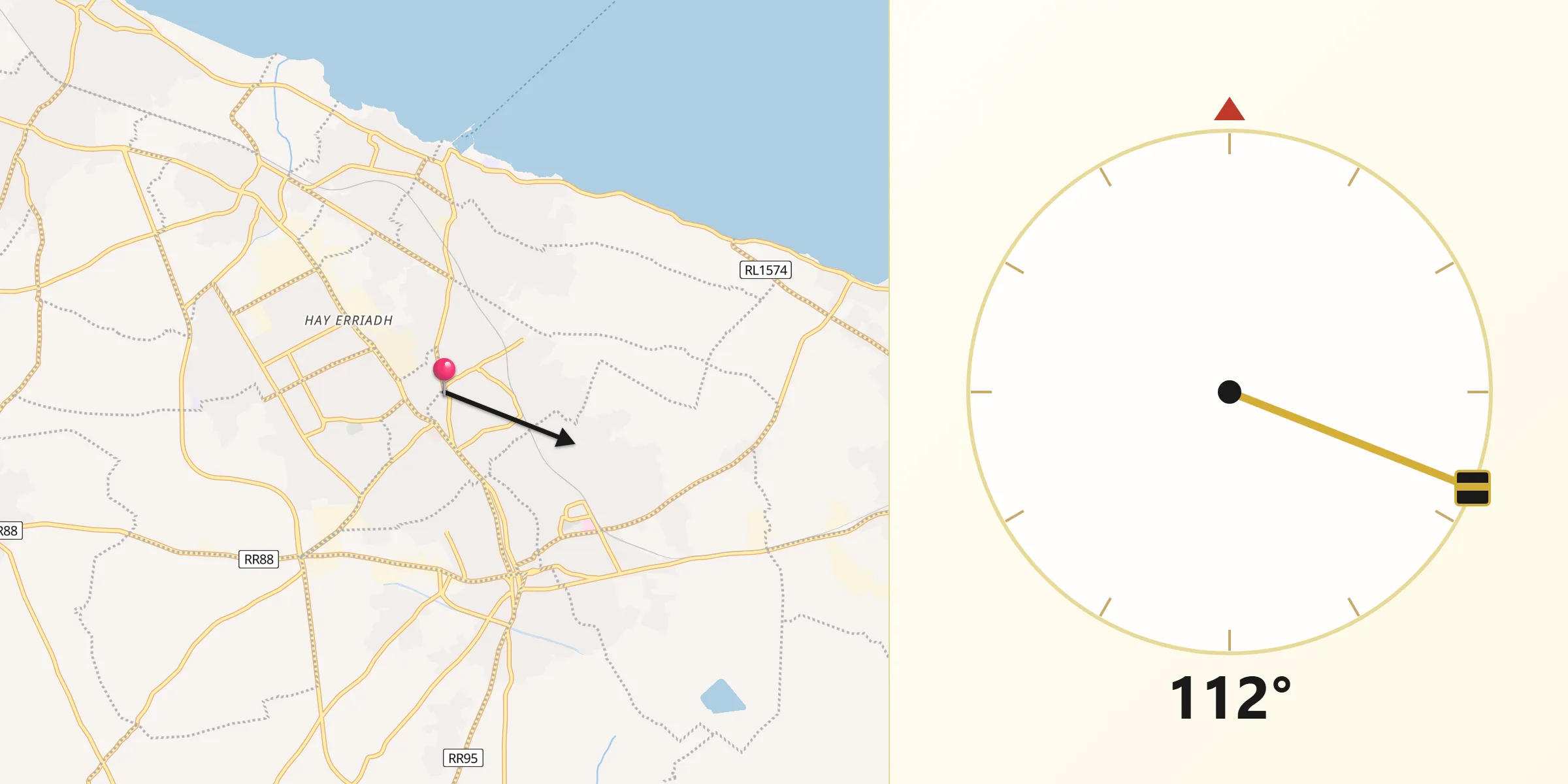 اتجاه القبلة من قصر هلال