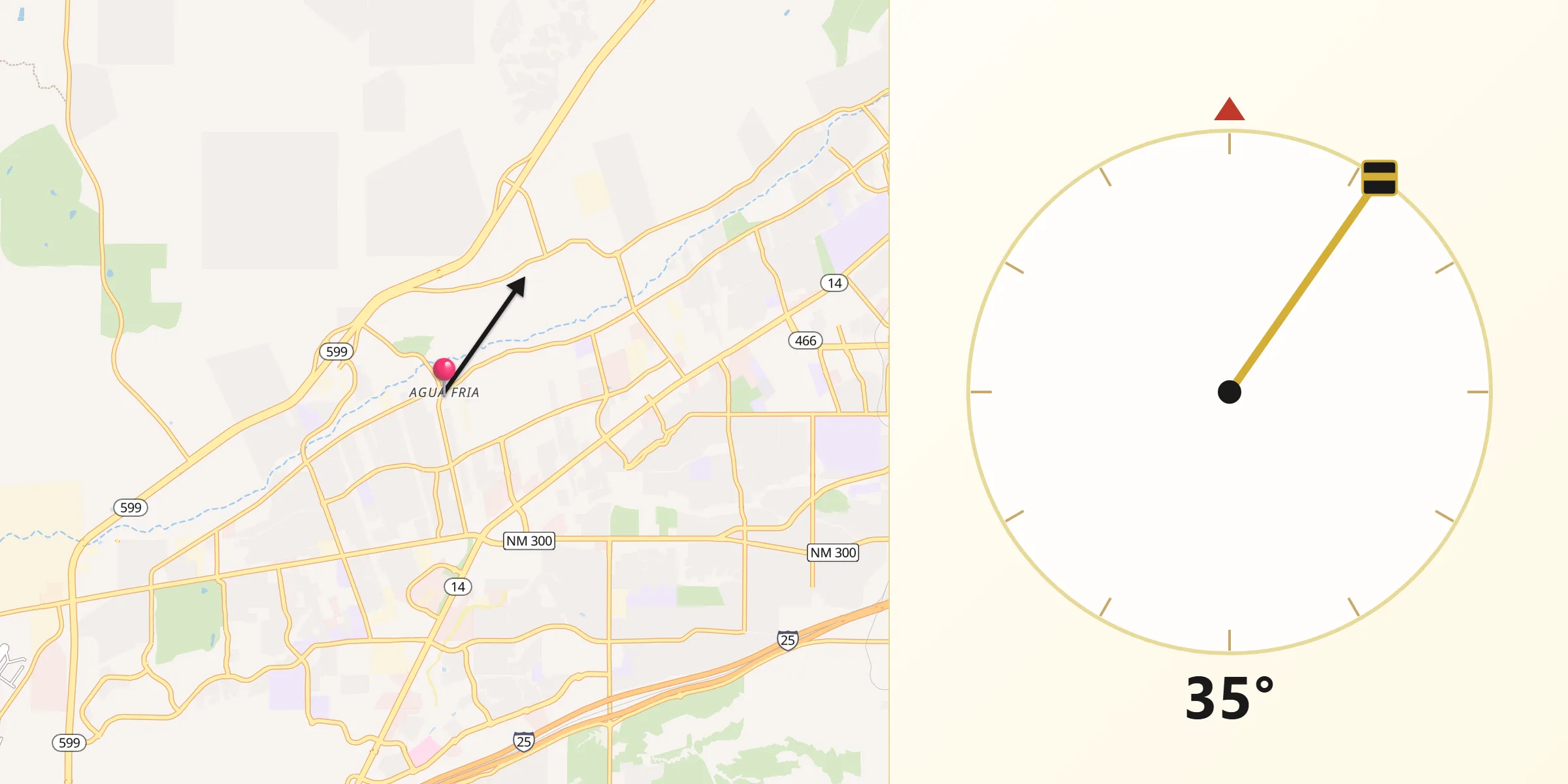 Qibla Direction from Agua Fria