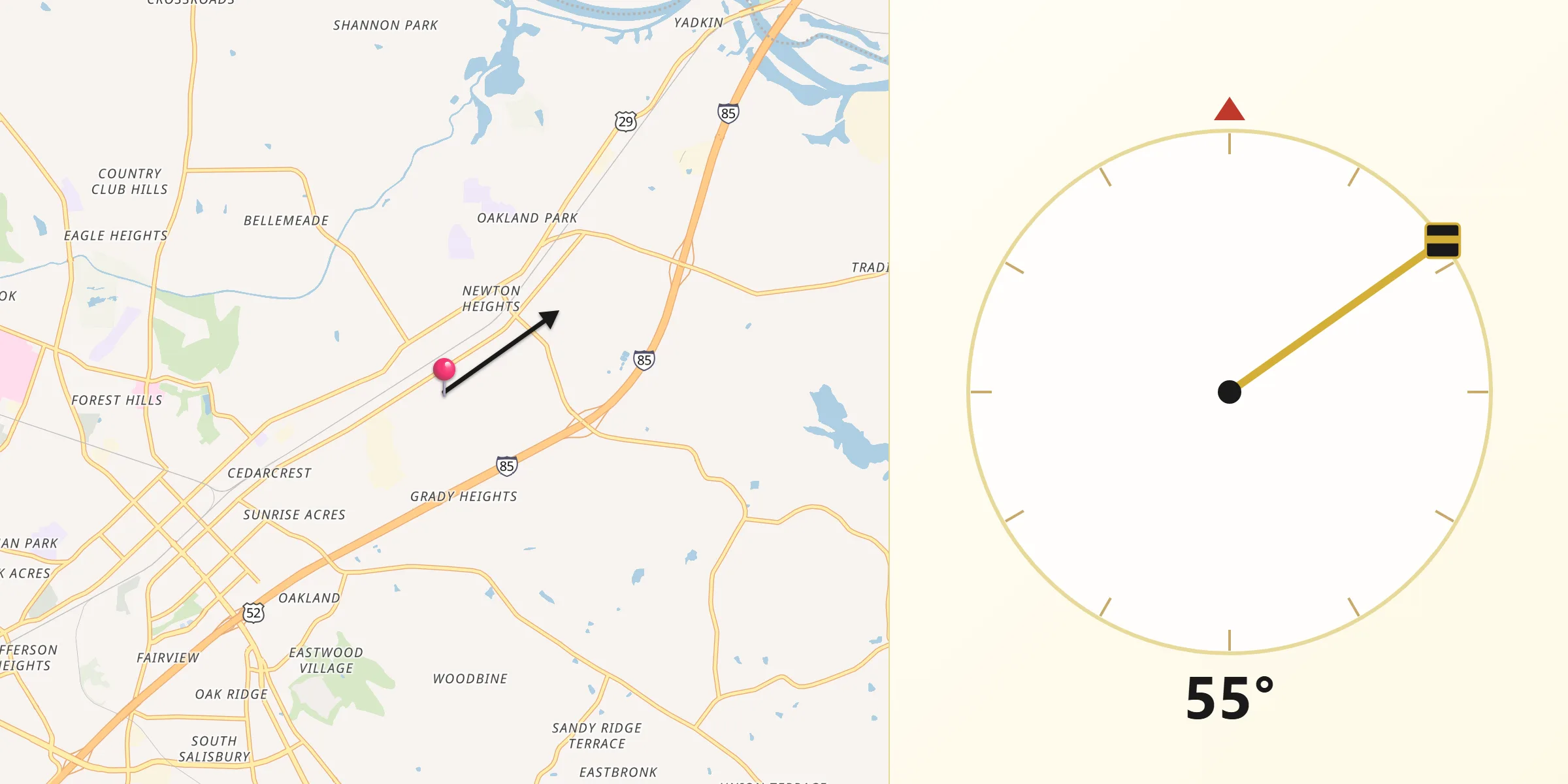 Qibla Direction from East Spencer
