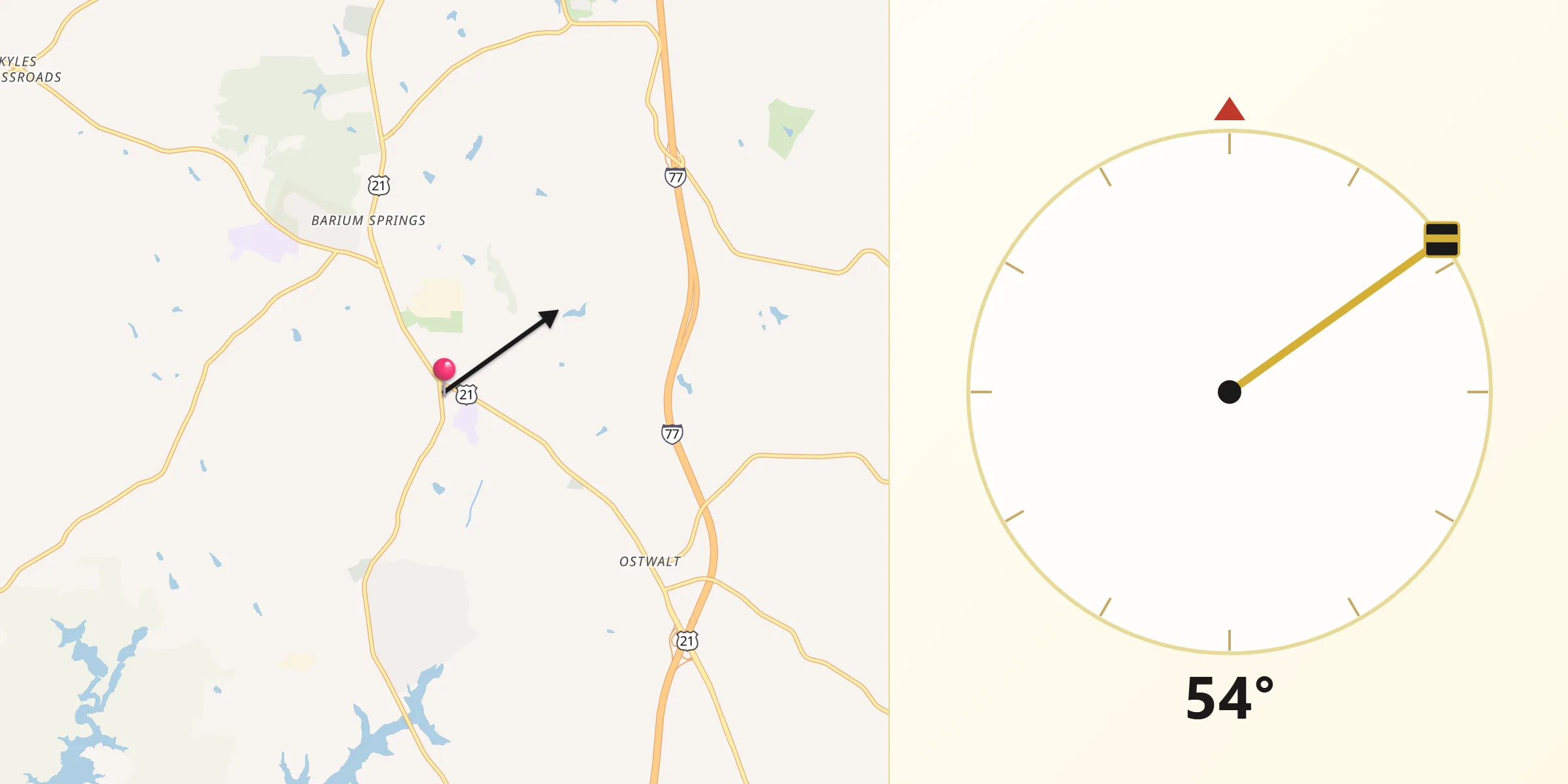 Qibla Direction from Troutman