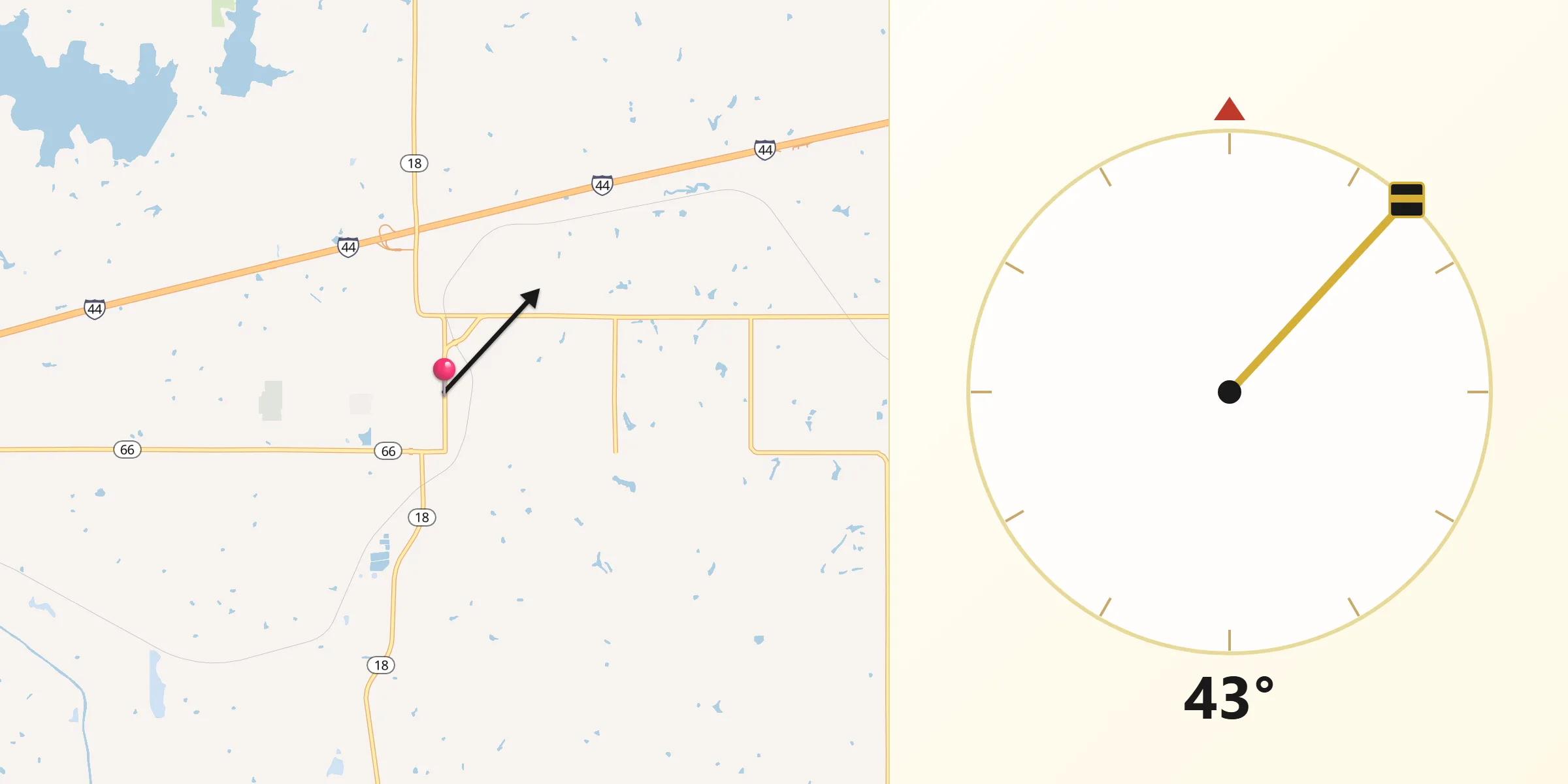 Dirección de la Qibla desde Chandler