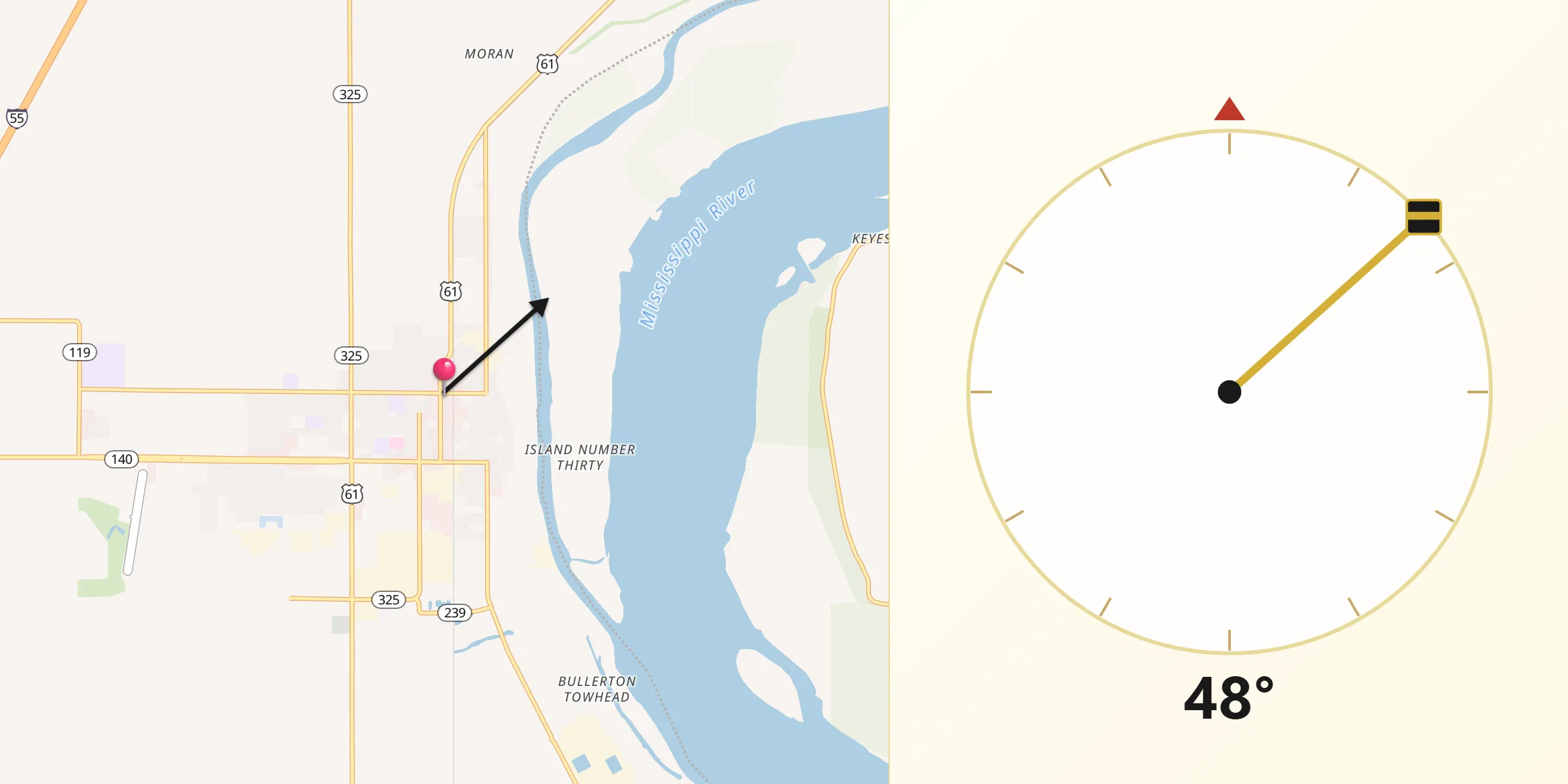 Qibla Direction from Osceola