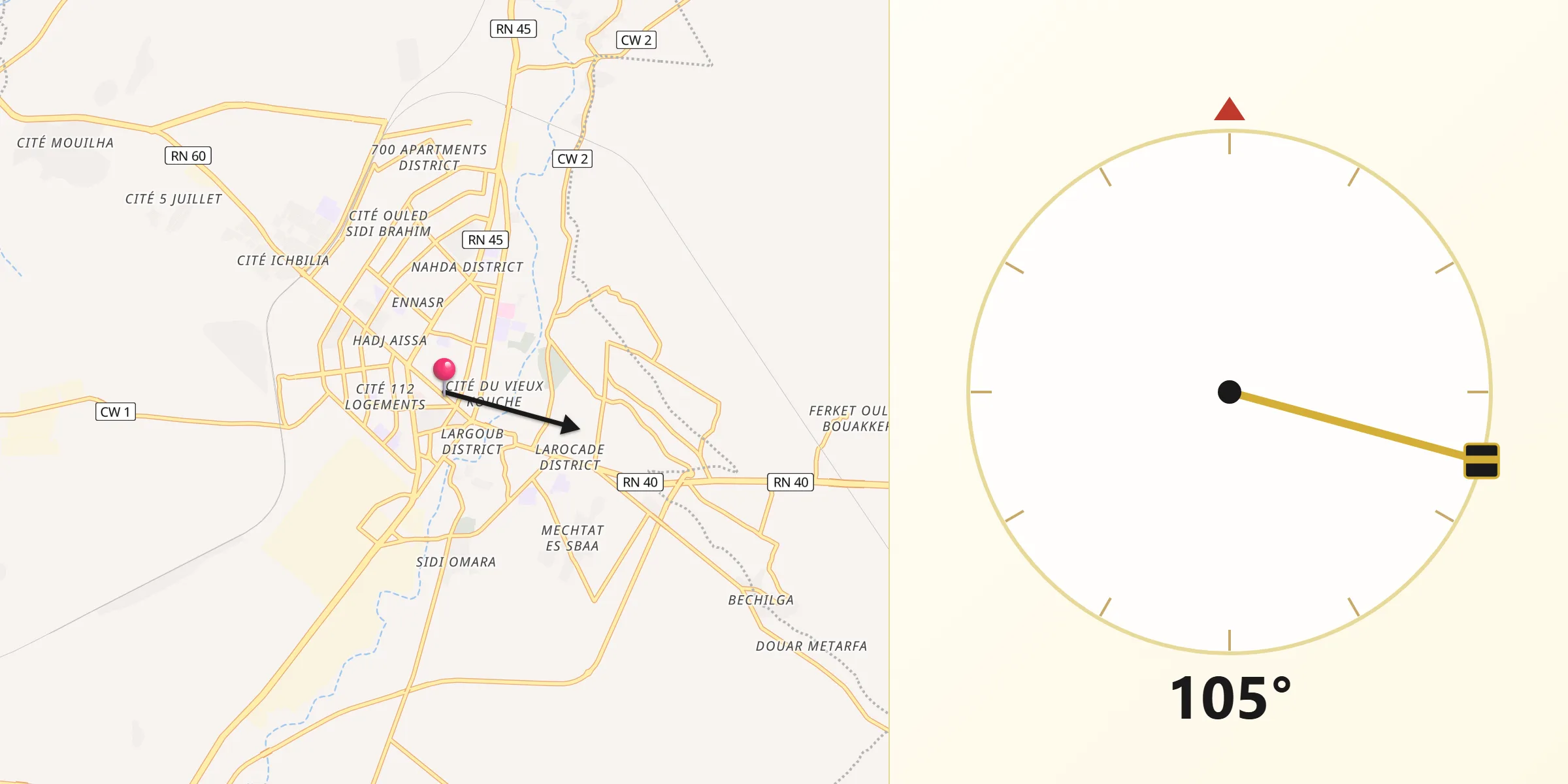 اتجاه القبلة من المسيلة