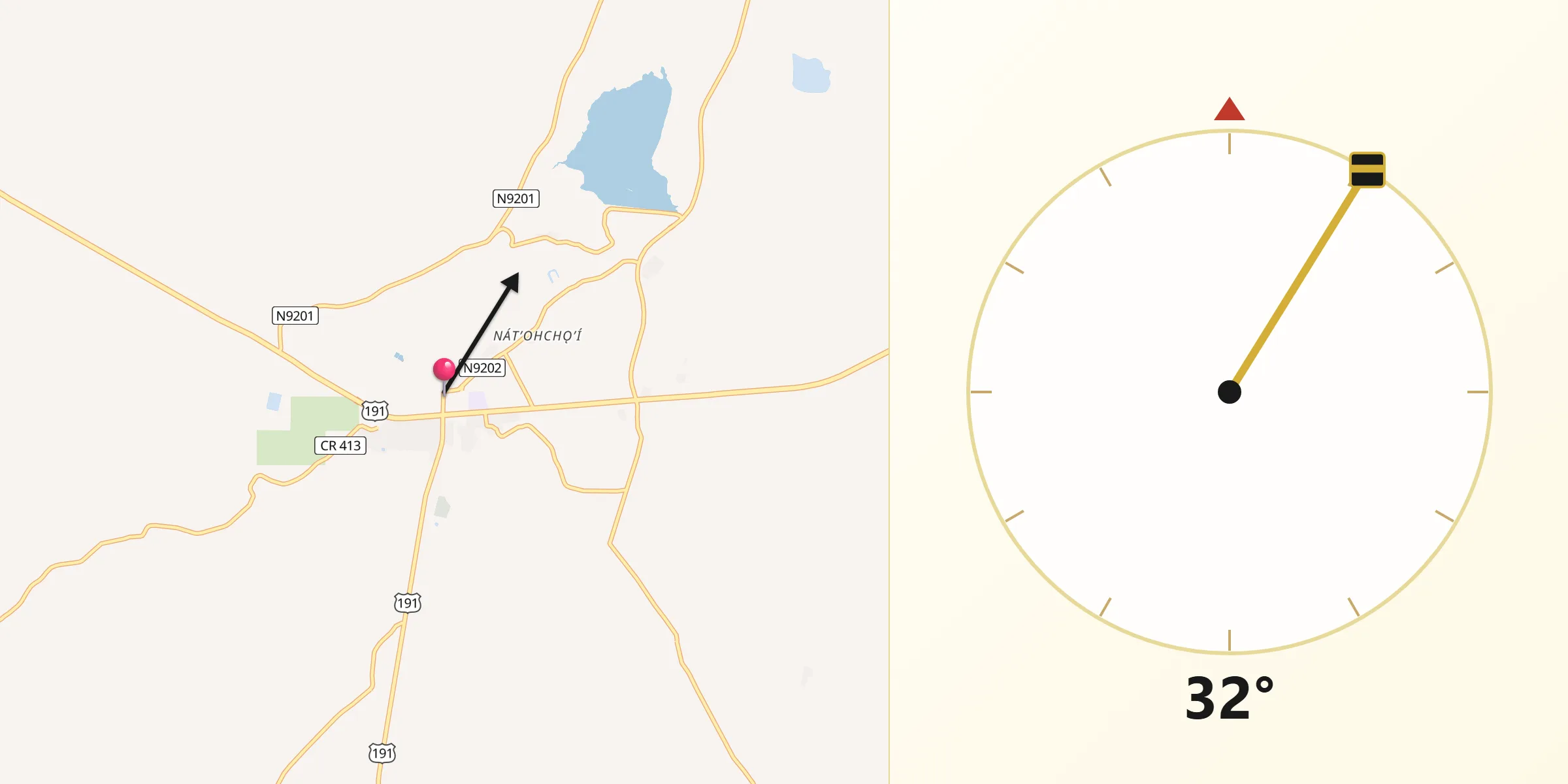 Qibla Direction from Ganado