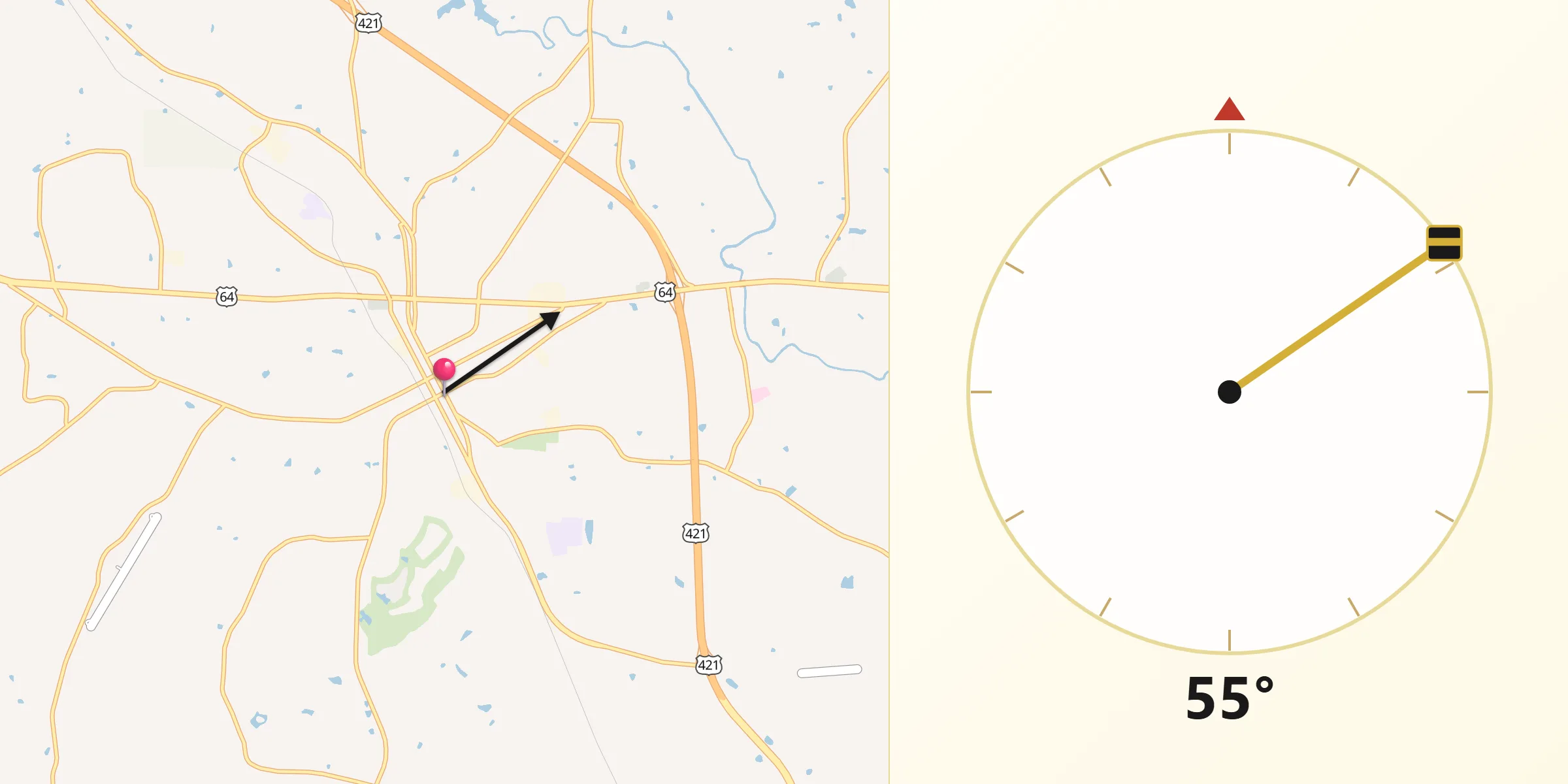 Qibla Direction from Siler City